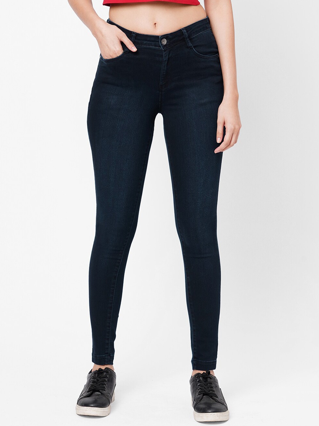 

Kraus Jeans Women Blue Cotton Skinny Fit High-Rise Jeans