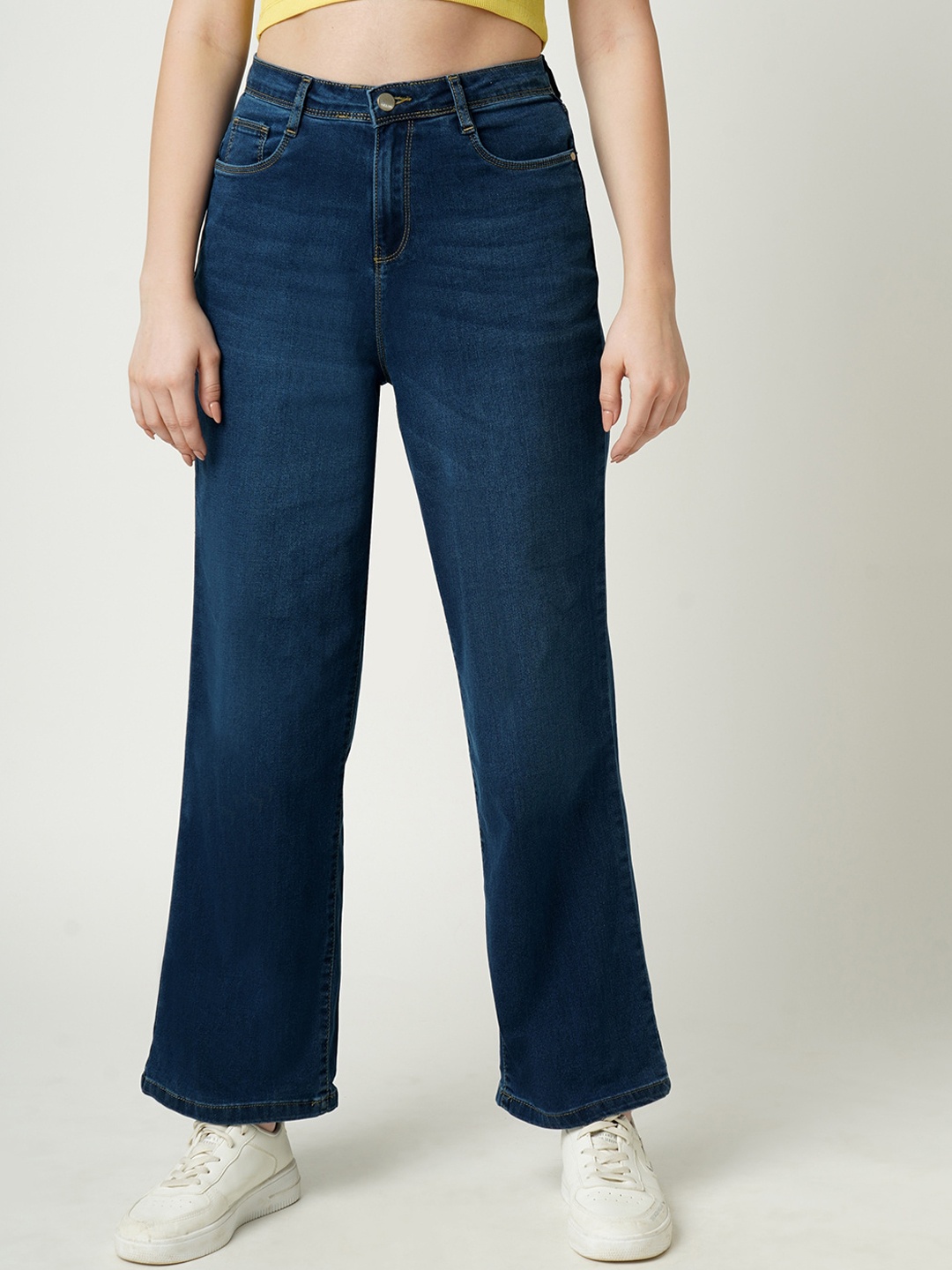 

Kraus Jeans Women Blue Cotton Wide Leg High-Rise Jeans