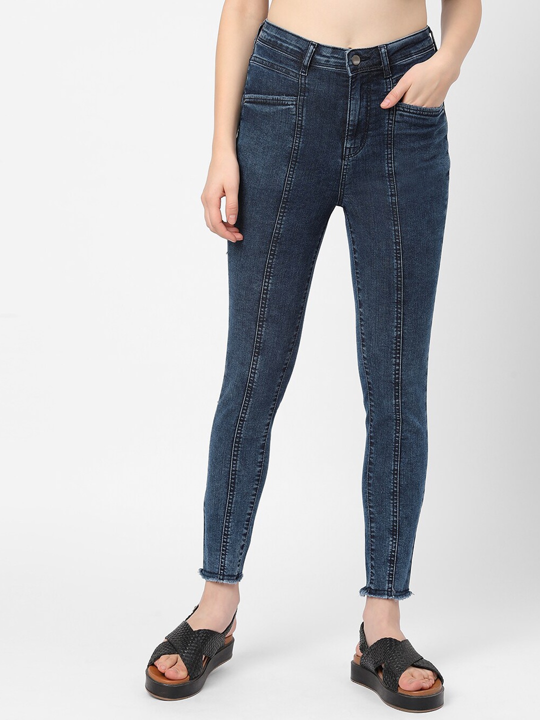 

Kraus Jeans Women Blue Cotton Super Skinny Fit High-Rise Jeans
