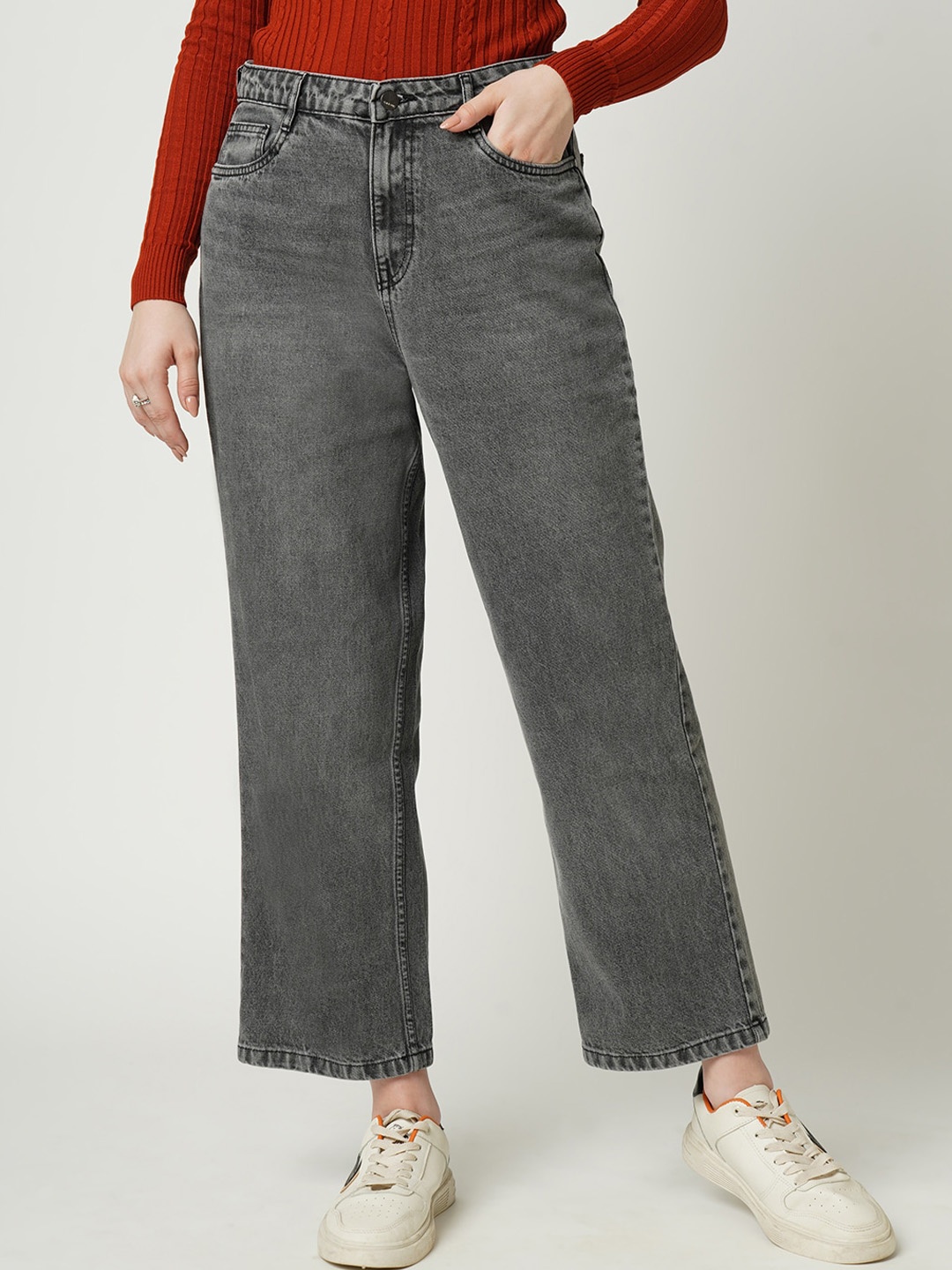 

Kraus Jeans Women Grey Bootcut High-Rise Light Fade Jeans