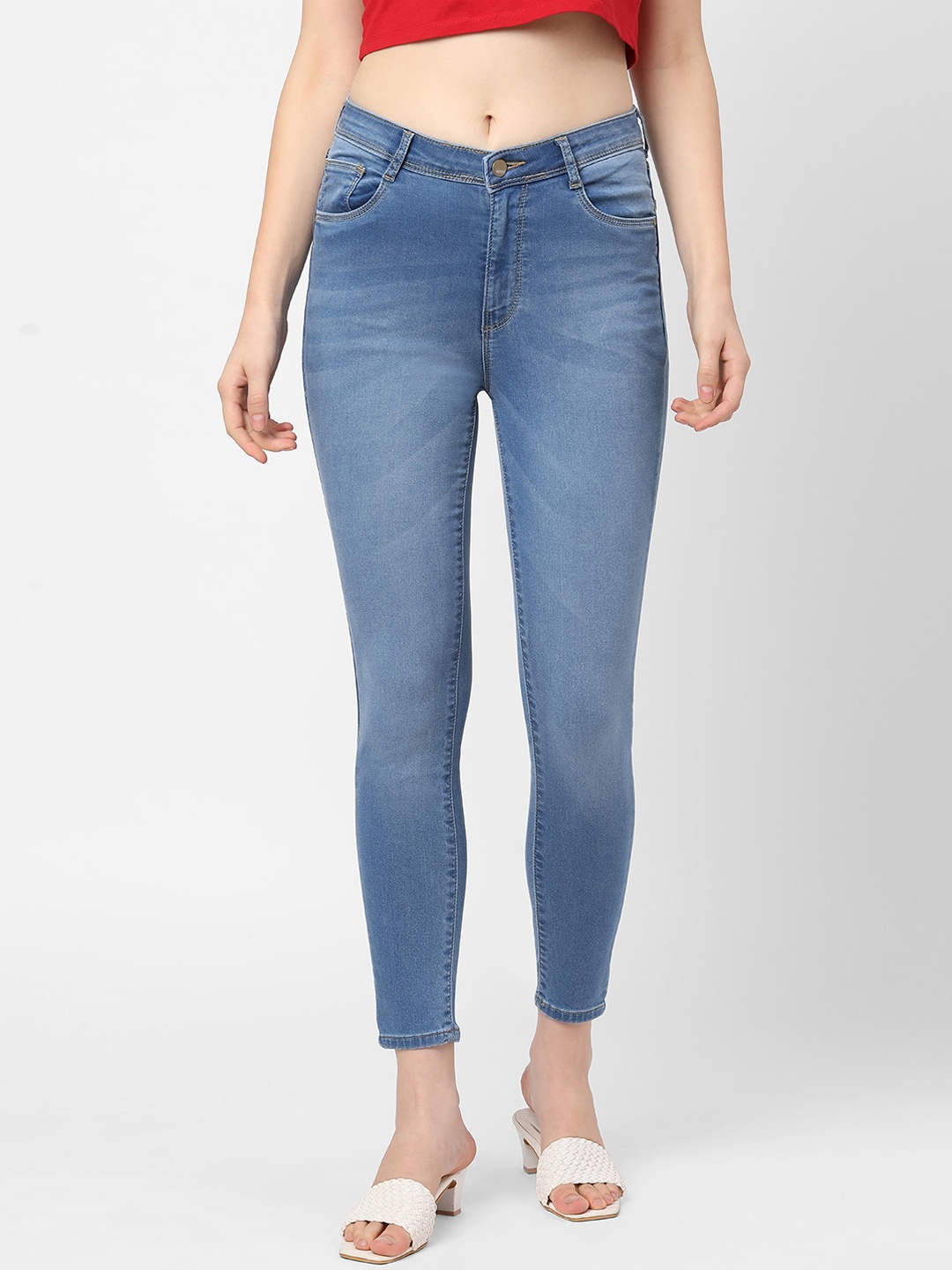 

Kraus Jeans Women Blue Skinny Fit High-Rise Light Fade Jeans