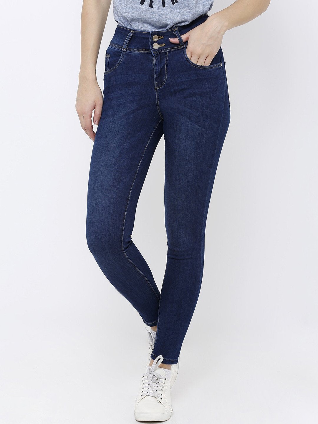 

Kraus Jeans Women Blue Skinny Fit High-Rise Light Fade Jeans