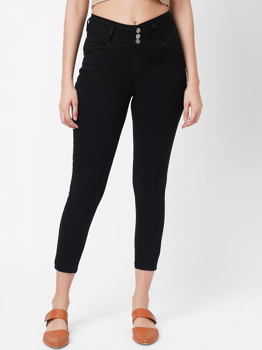

Kraus Jeans Women Black Skinny Fit High-Rise Jeans