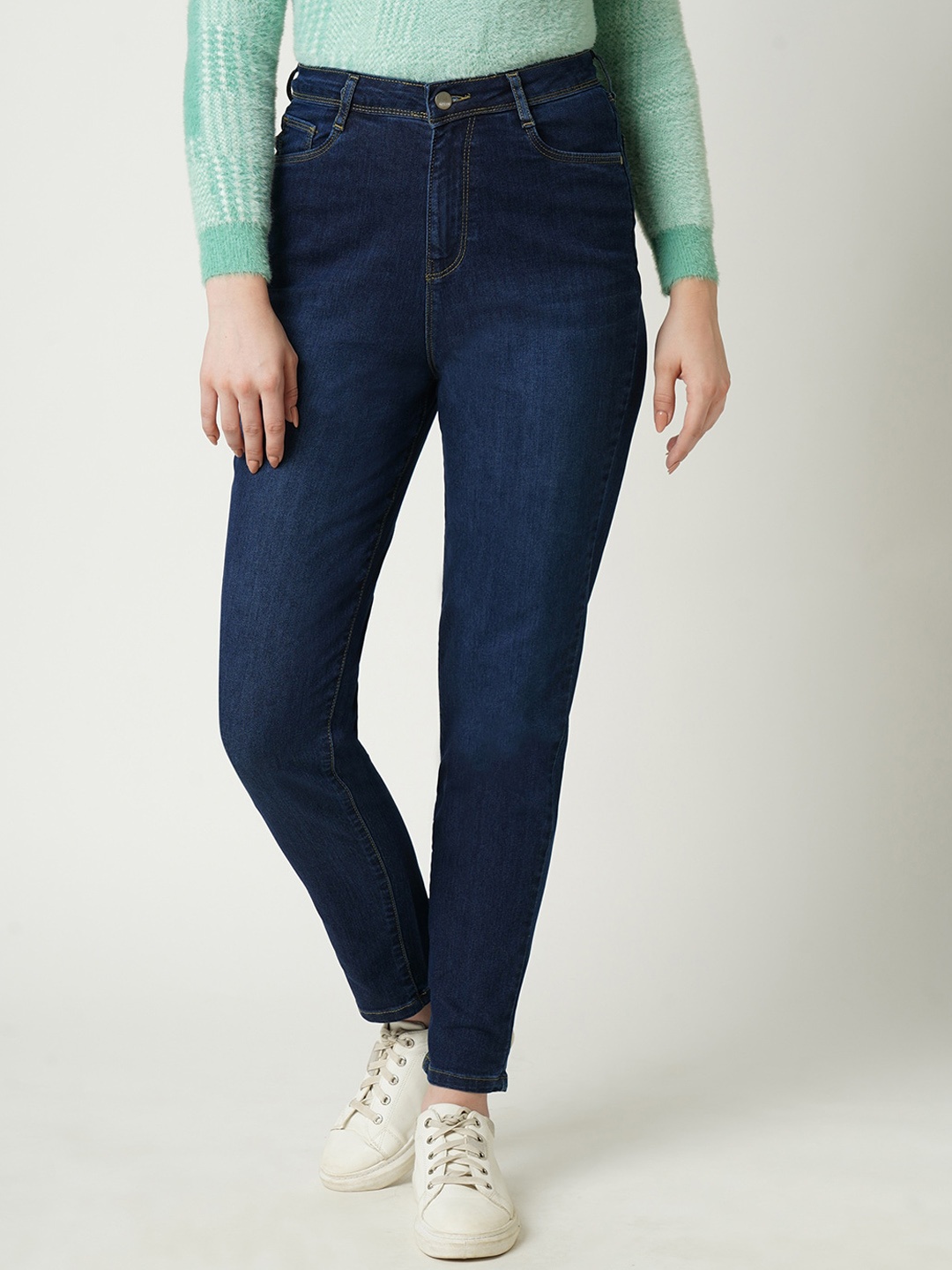 

Kraus Jeans Women Blue Slim Fit High-Rise Light Fade Jeans