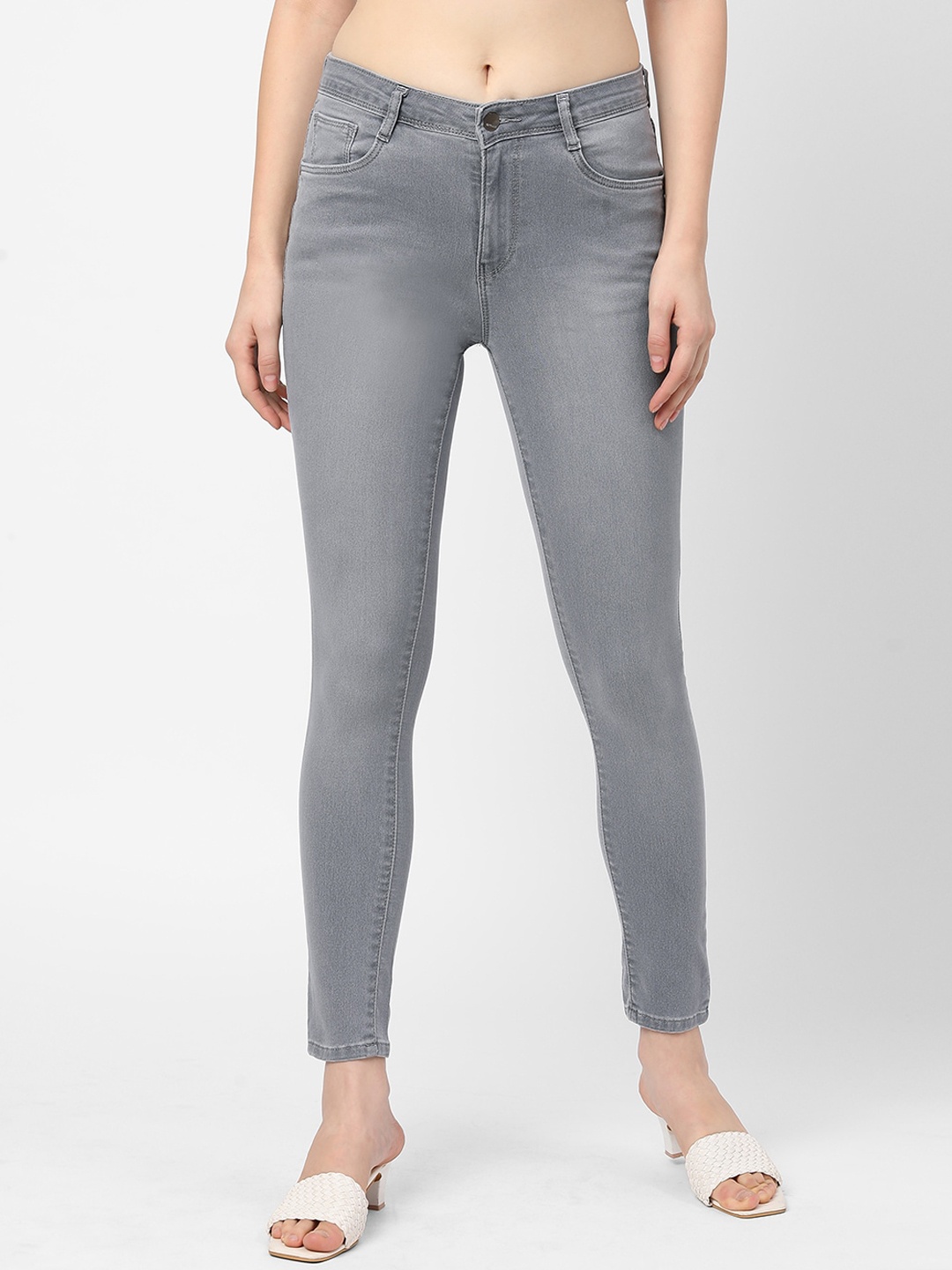 

Kraus Jeans Women Grey Skinny Fit Light Fade Jeans