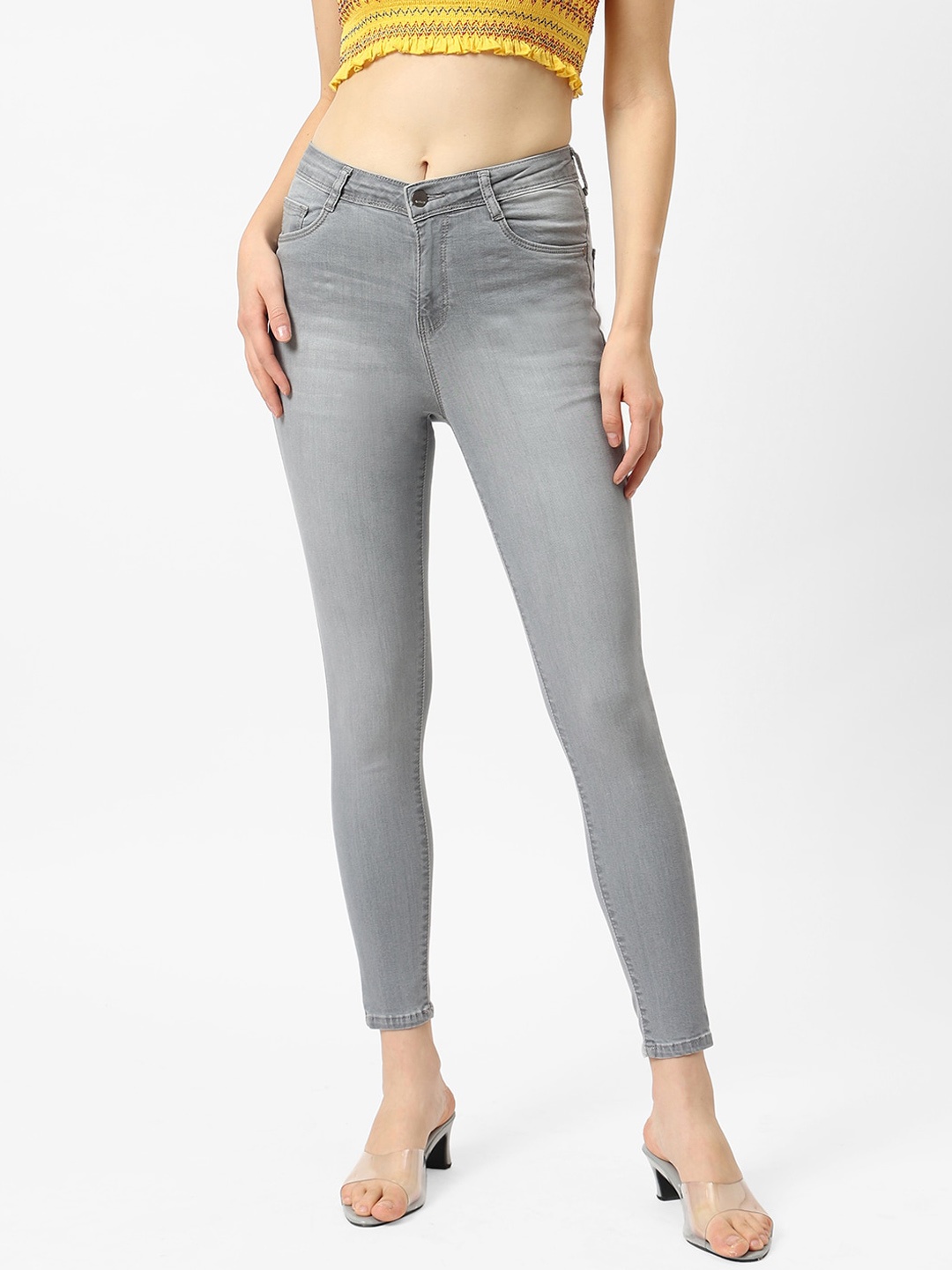 

Kraus Jeans Women Grey Skinny Fit Light Fade Jeans