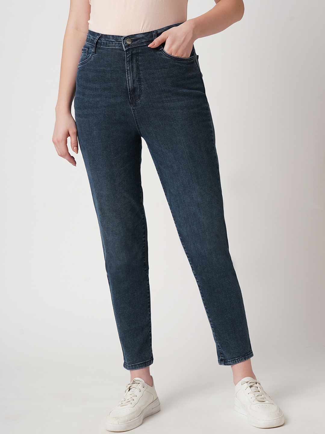 

Kraus Jeans Women Blue Slim Fit High-Rise Light Fade Jeans