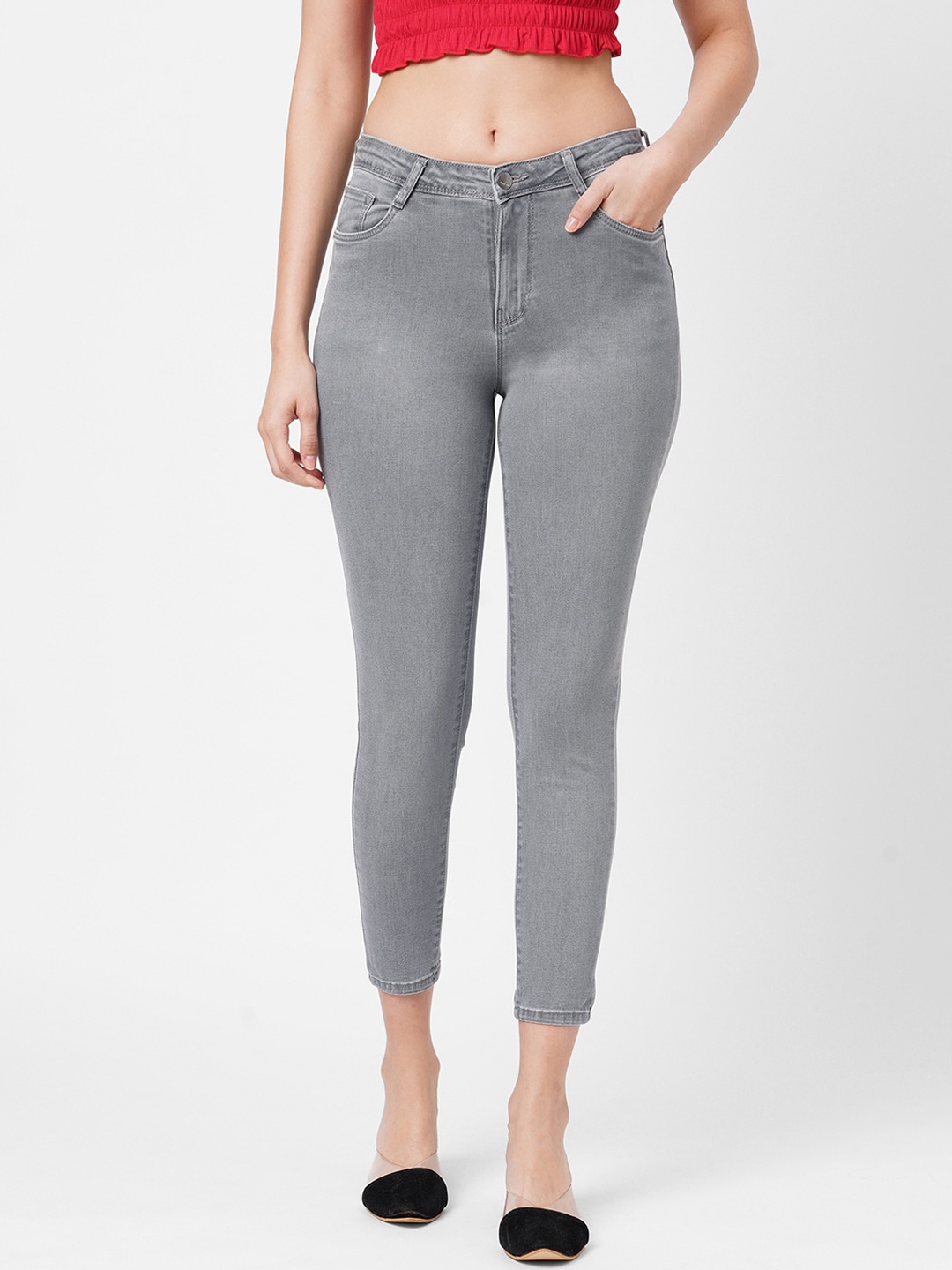 

Kraus Jeans Women Grey Skinny Fit High-Rise Jeans