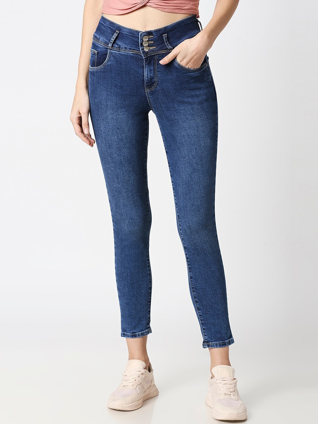 

Kraus Jeans Women Blue Skinny Fit High-Rise Light Fade Jeans