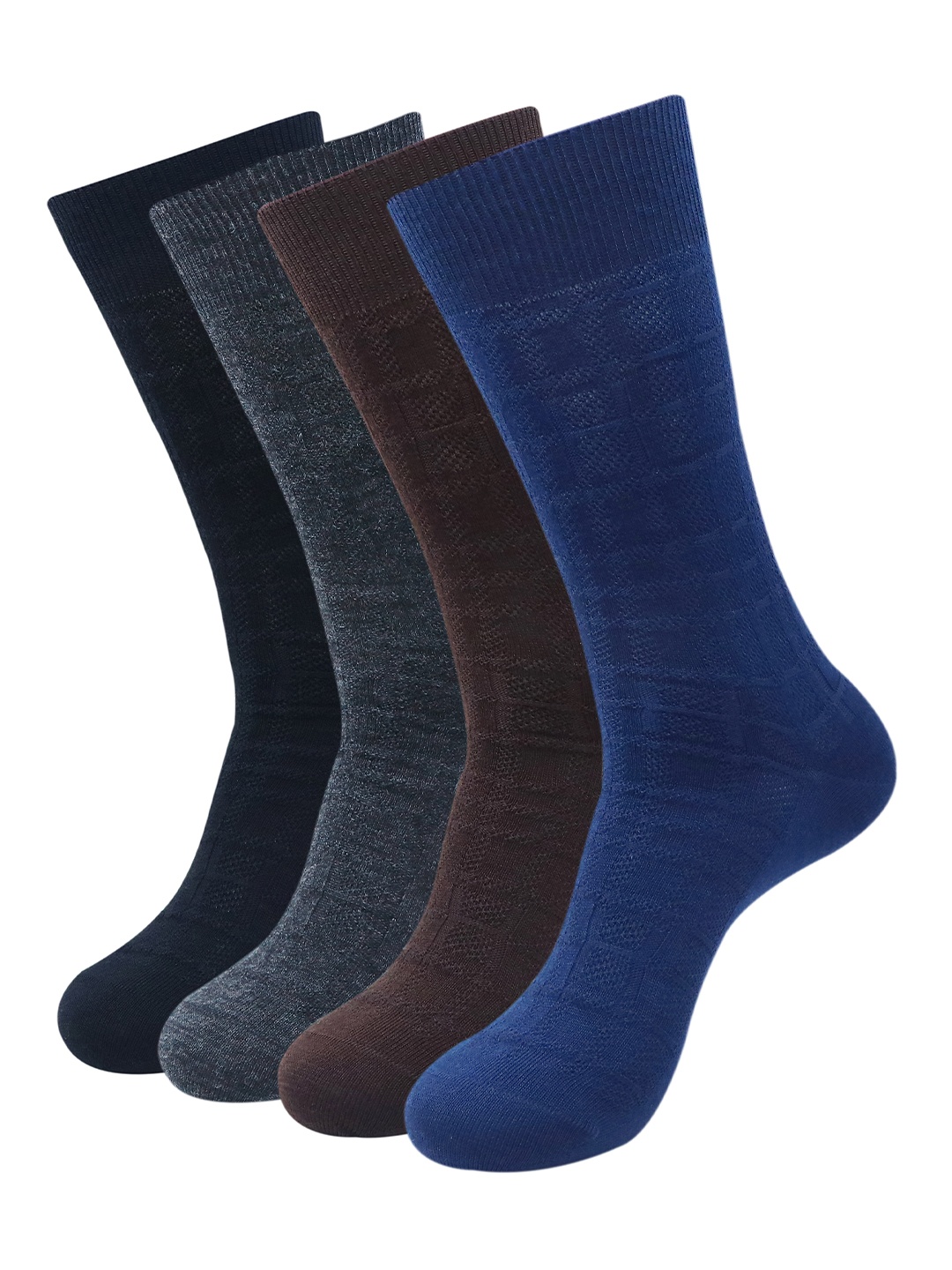 

Mast & Harbour Men Pack Of 4 Acrylic Calf-Length Socks, Navy blue