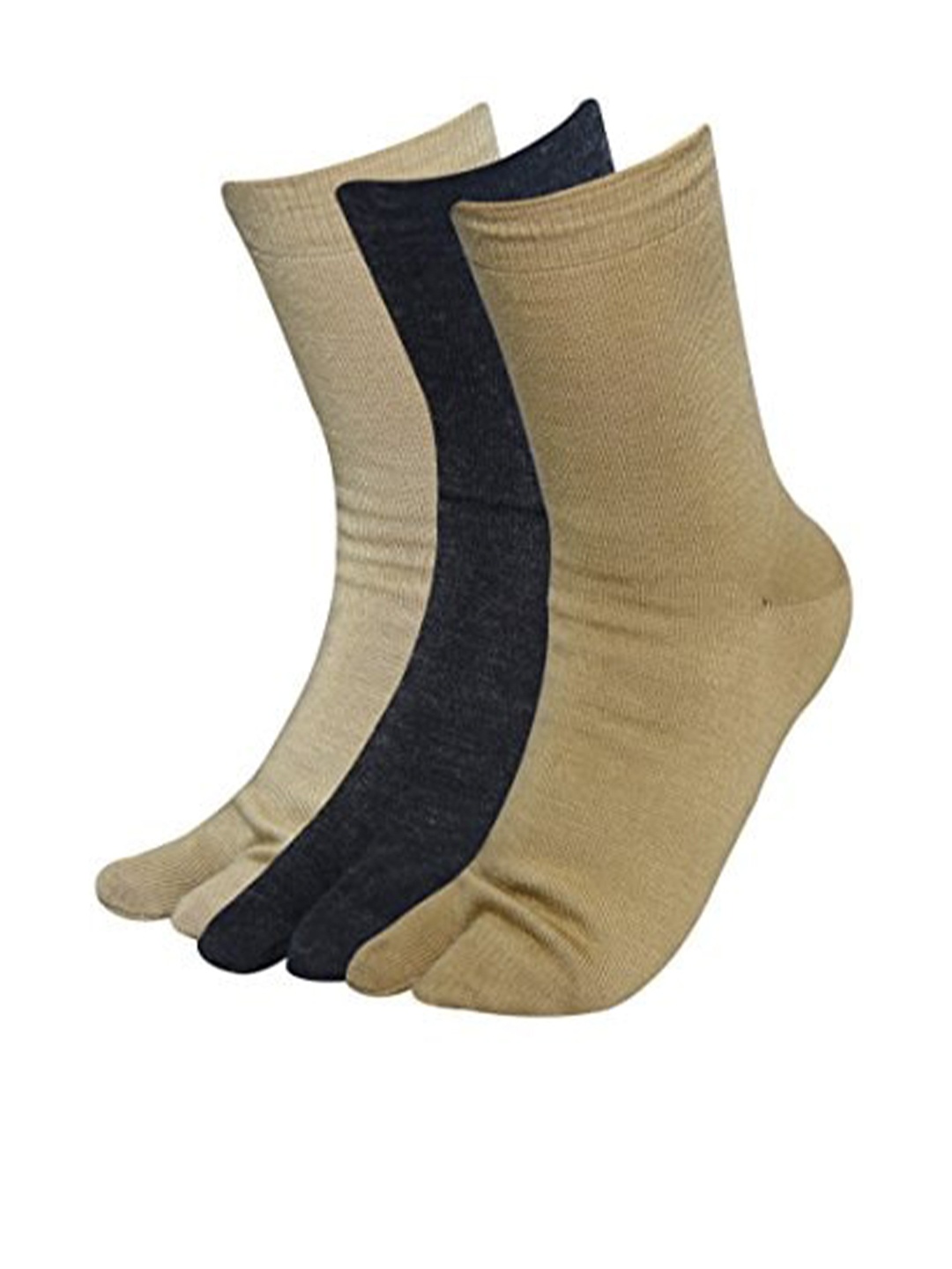 

Mast & Harbour Women Pack Of 3 Woolen Calf-Length Toe Socks, Grey