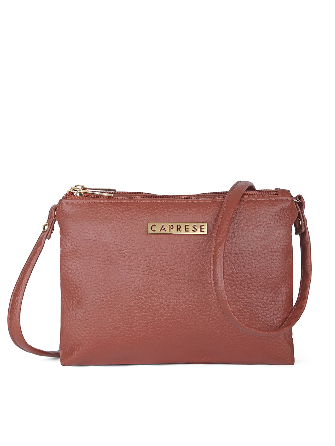 

Caprese Brown Leather Structured Sling Bag