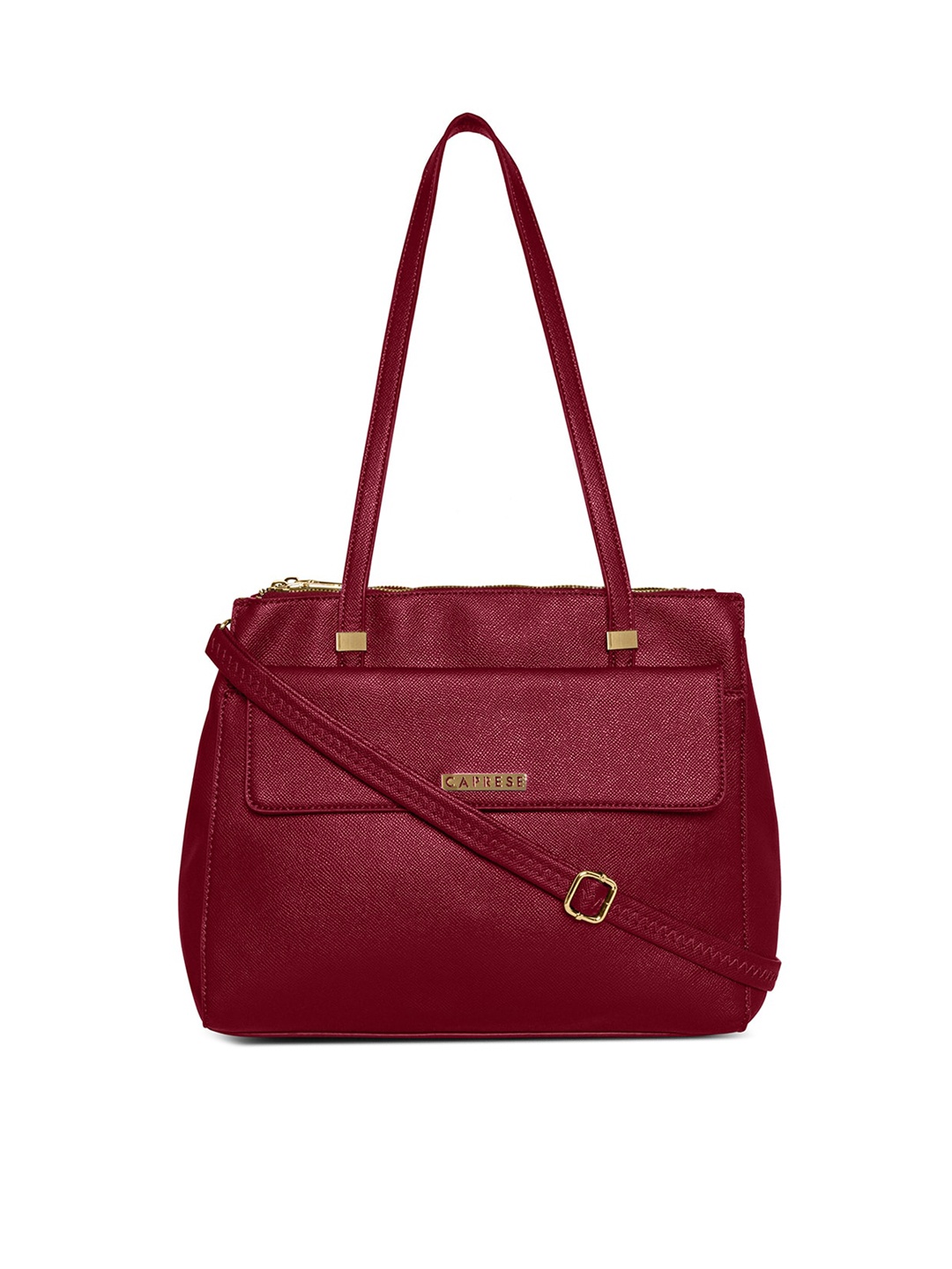 

Caprese Maroon Leather Structured Shoulder Bag