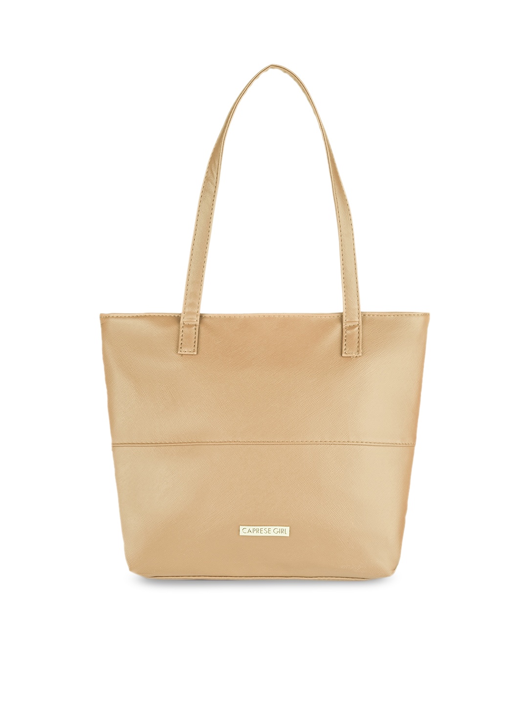 

Caprese Beige Leather Structured Shoulder Bag with Quilted
