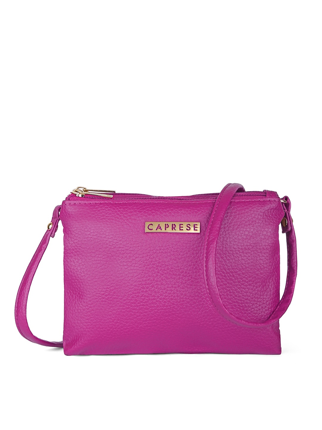 

Caprese Pink Leather Structured Sling Bag