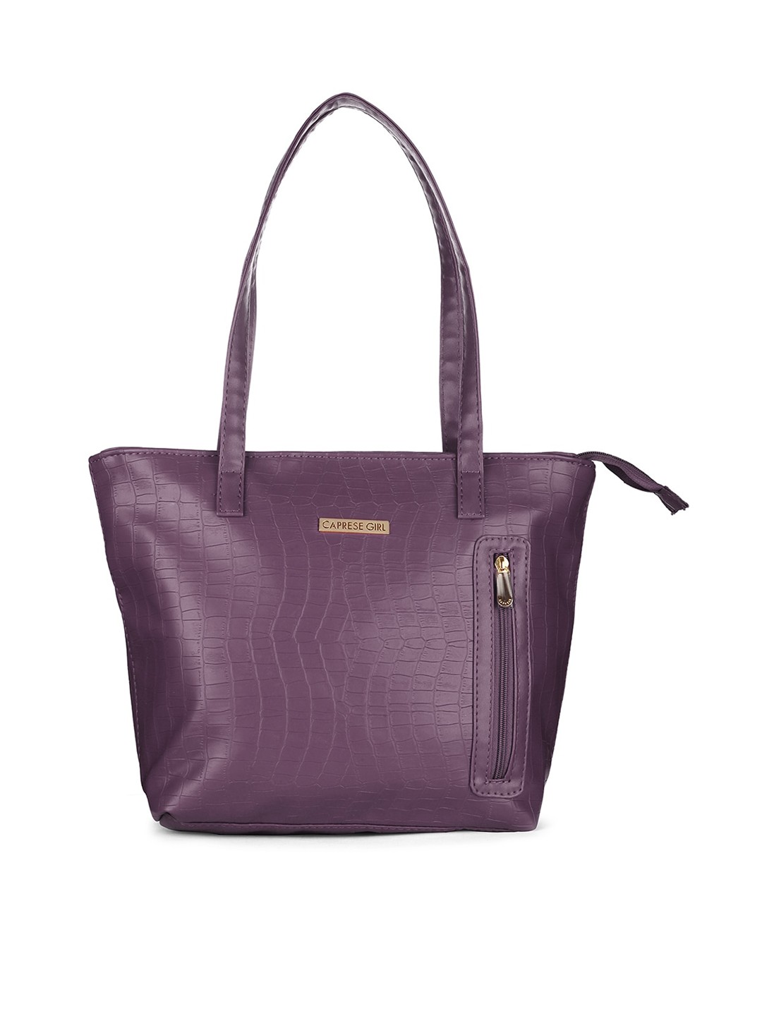

Caprese Purple Textured Leather Oversized Structured Shoulder Bag