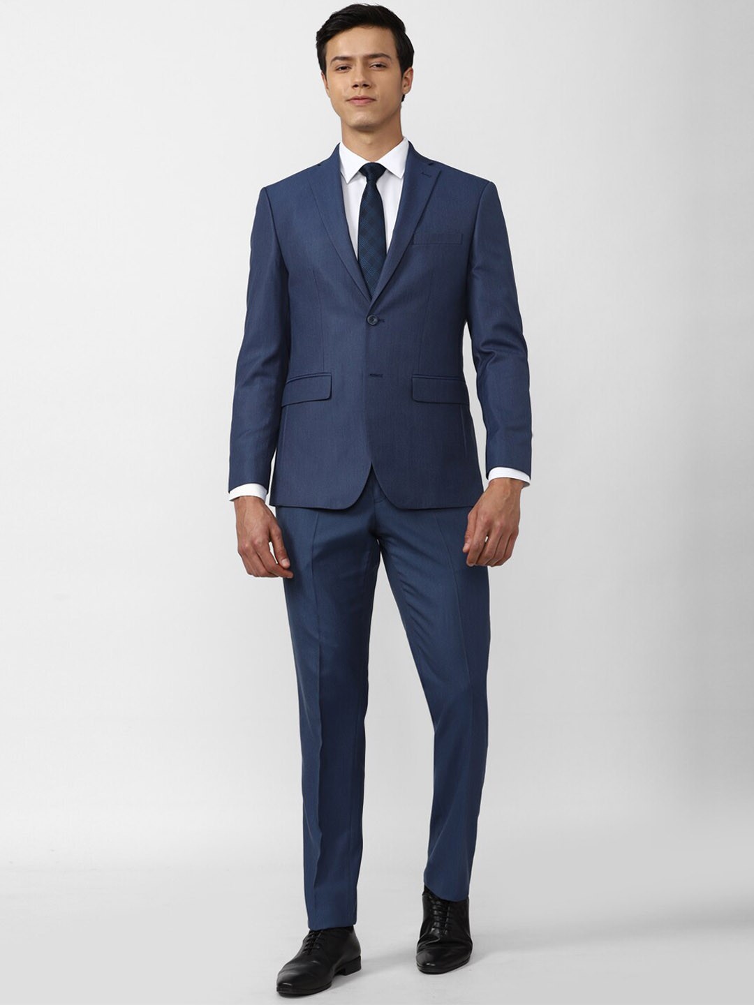 

Peter England Elite Men 2 Piece Navy Blue Slim-Fit Single-Breasted Formal Suit