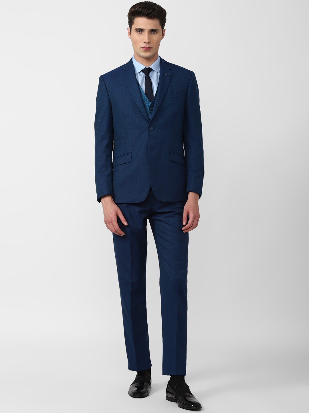 

Van Heusen Men Blue Slim-Fit Single-Breasted Three Piece Suit