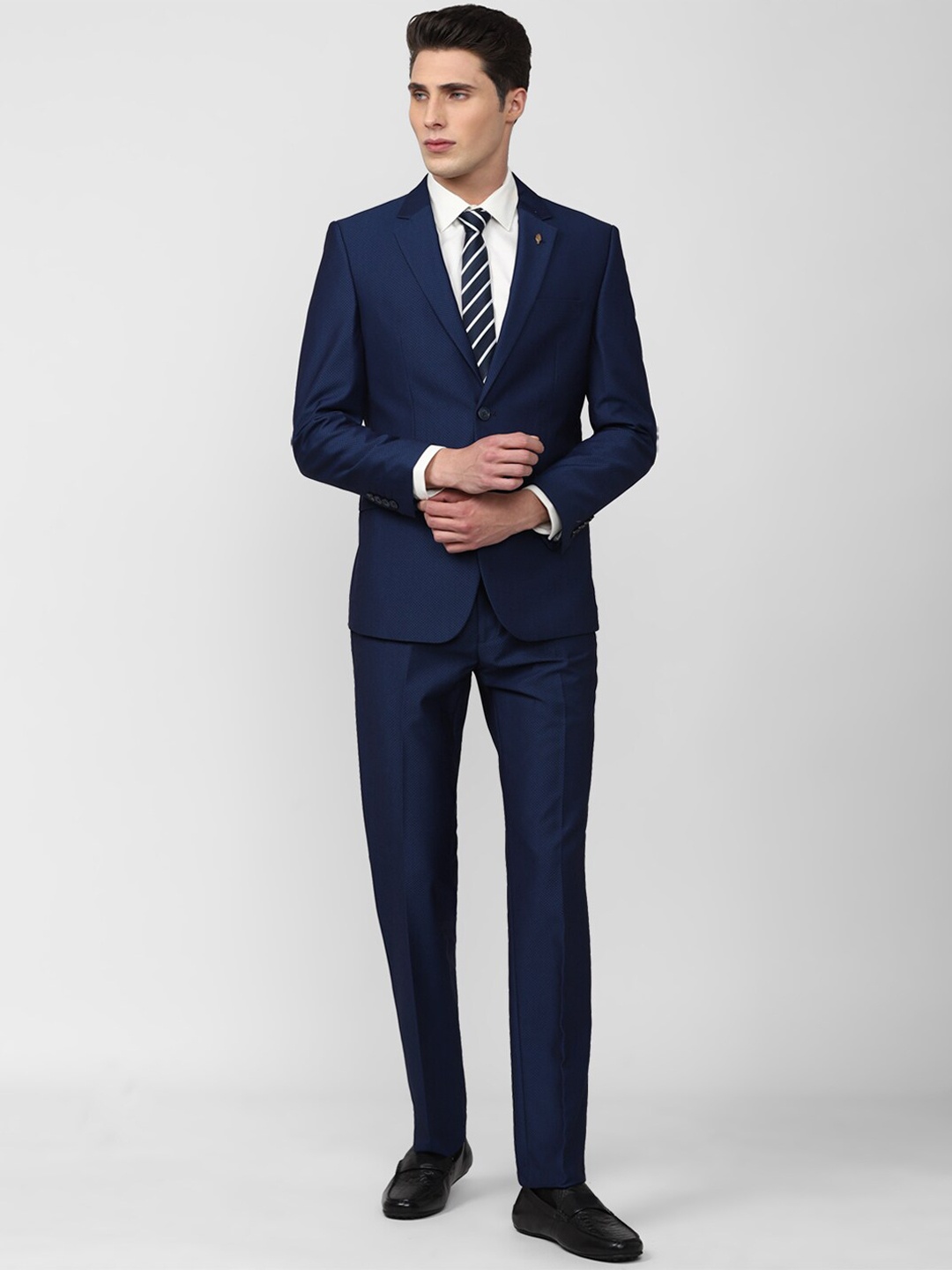

Van Heusen Men Navy Blue Single Breasted Slim Fit Two Piece Formal Suit