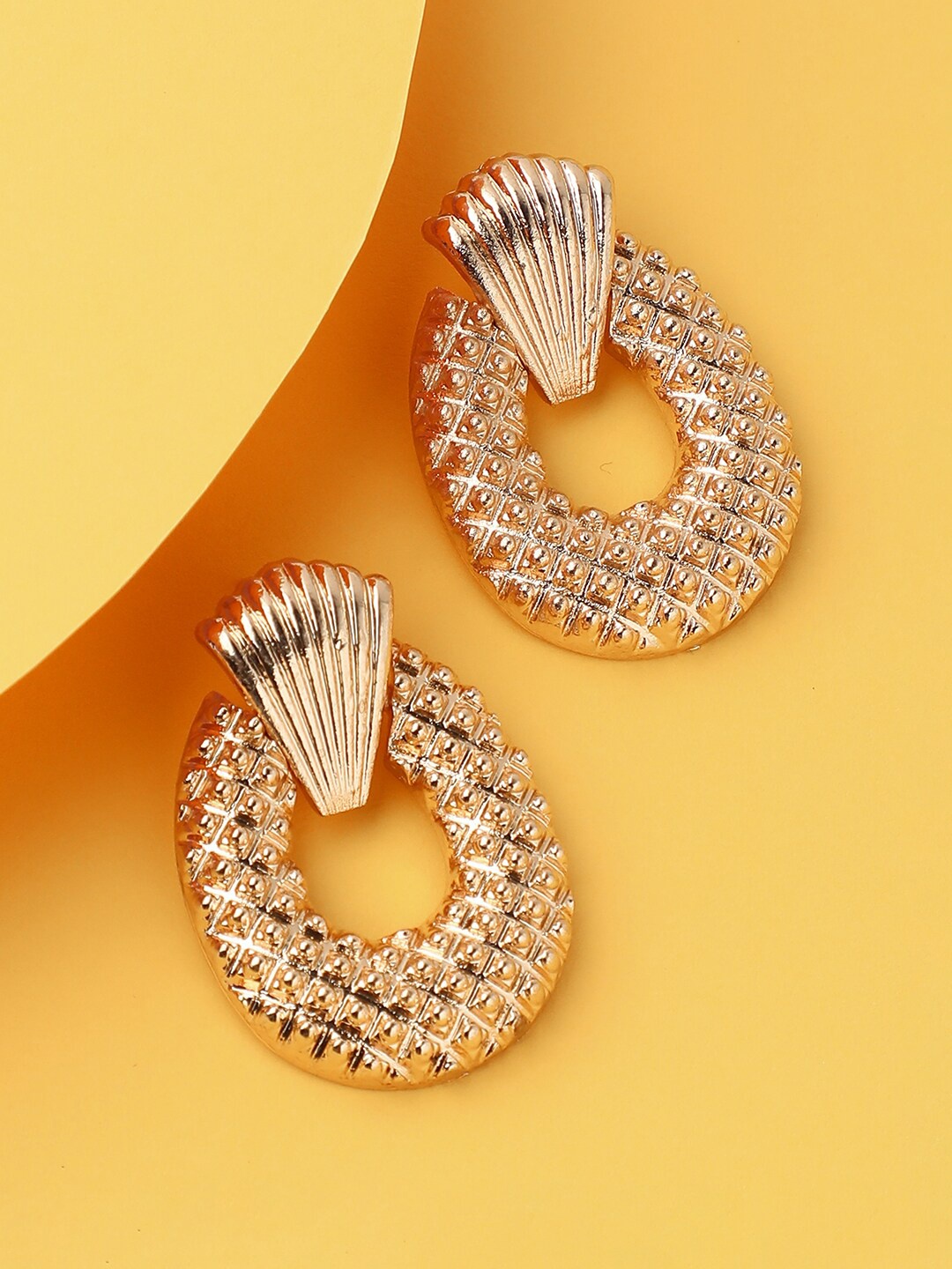 

SOHI Gold-Plated Contemporary Studs Earrings