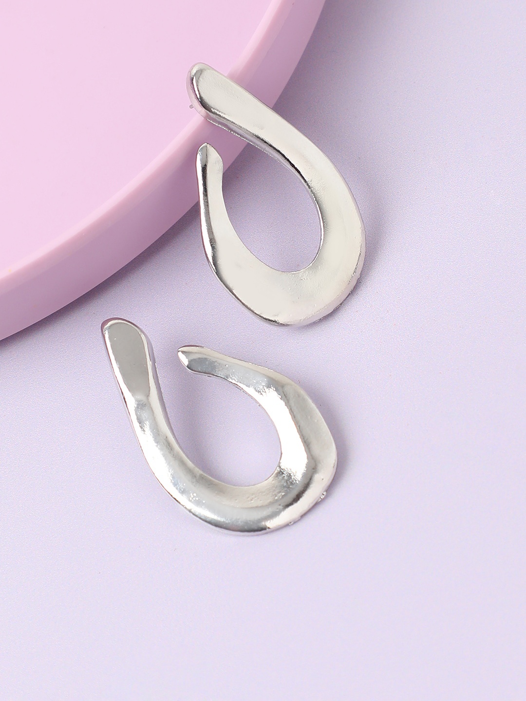 

SOHI Silver-Plated Contemporary Hoop Earrings