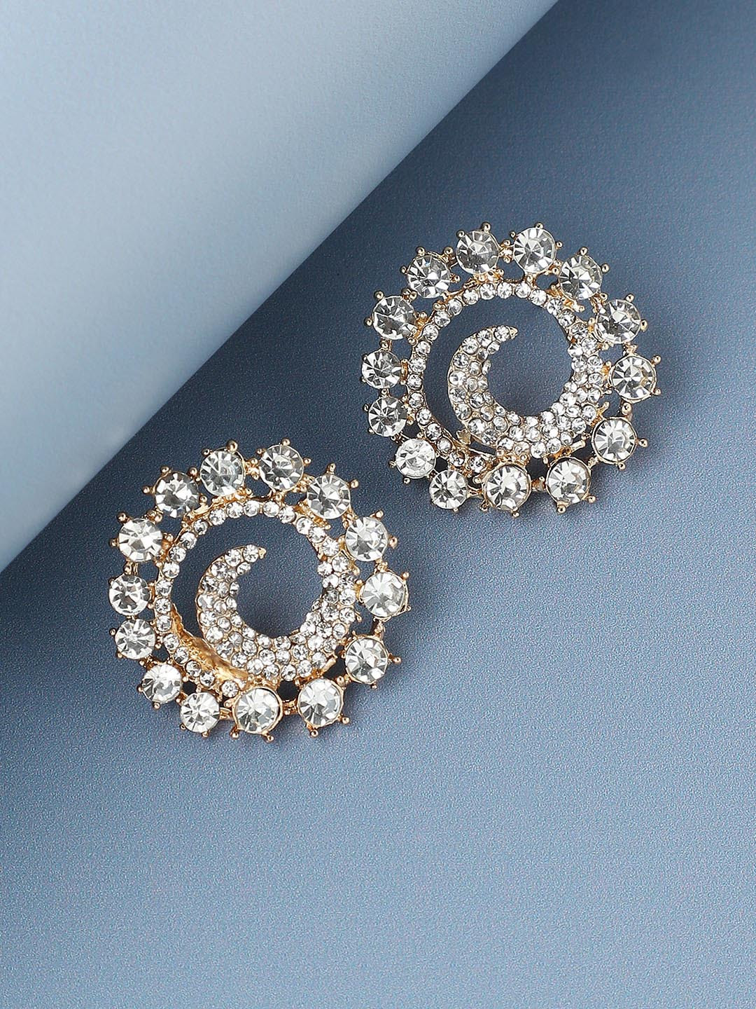 

SOHI Silver Gold Plated Contemporary Studs Earrings