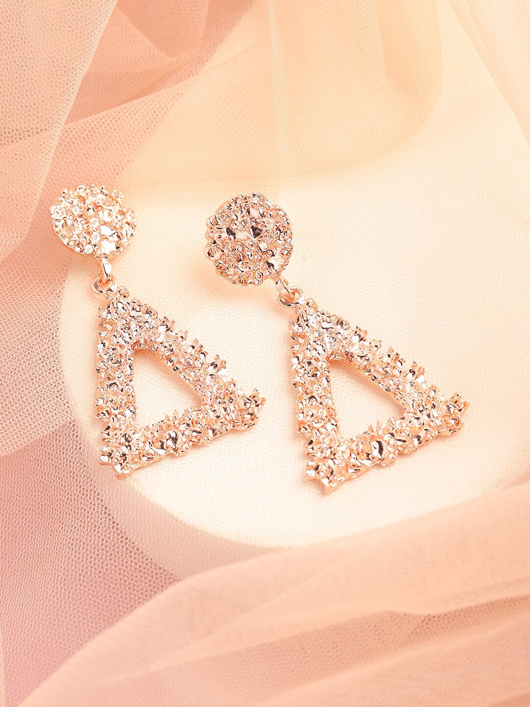 

SOHI Rose Gold Plated Contemporary Drop Earrings