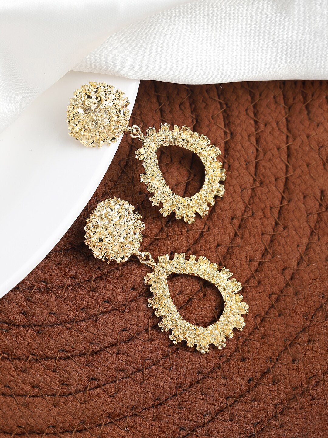 

SOHI Gold Plated Contemporary Drop Earrings