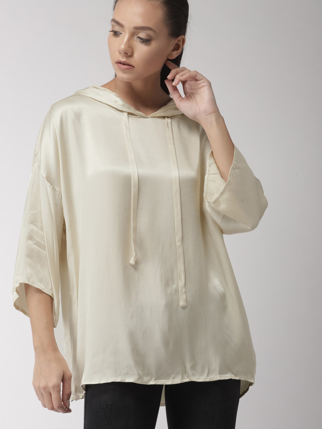 

FOREVER 21 Women Beige Solid Top