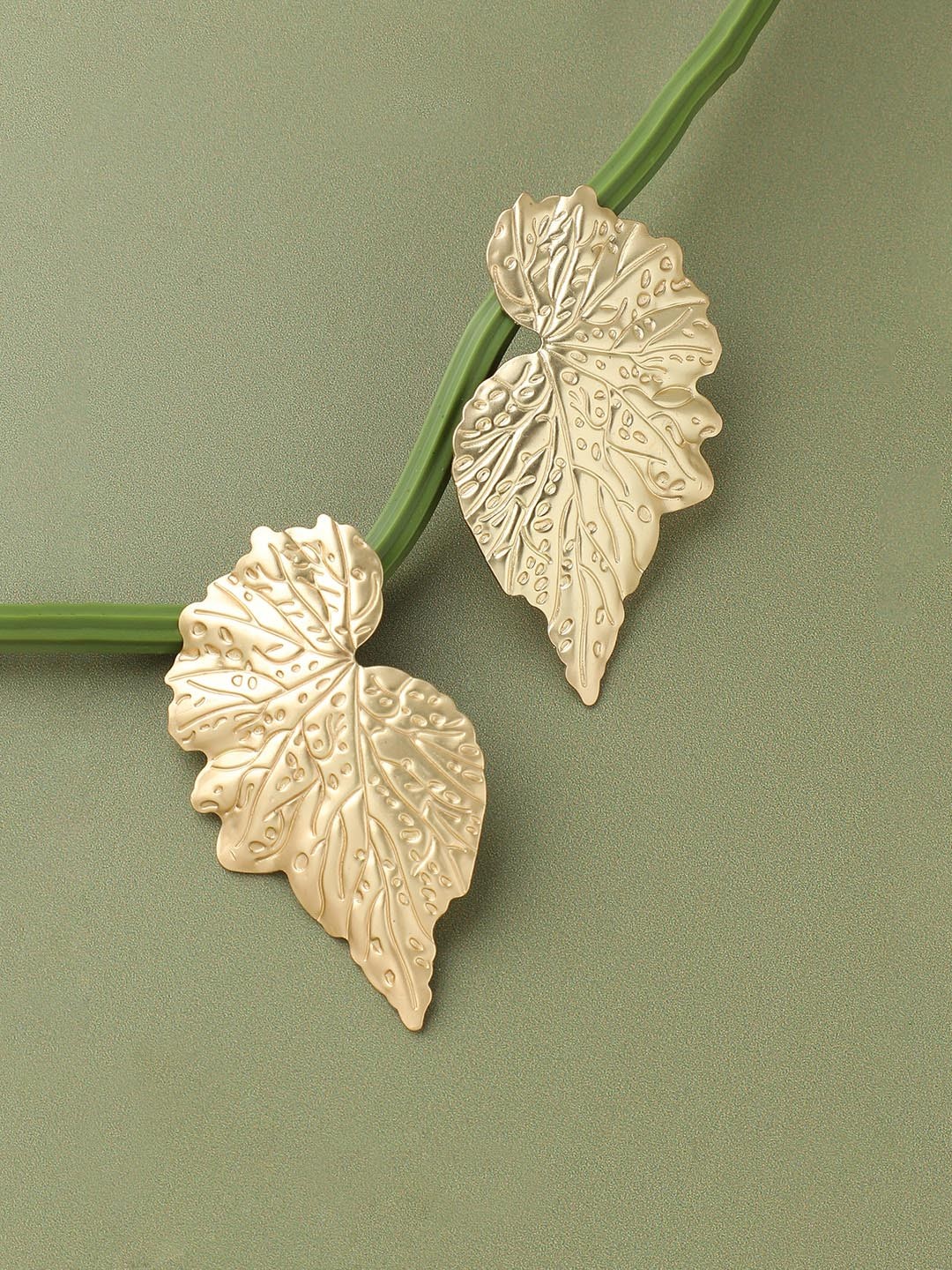 

SOHI Gold-Plated Leaf Shaped Studs Earrings