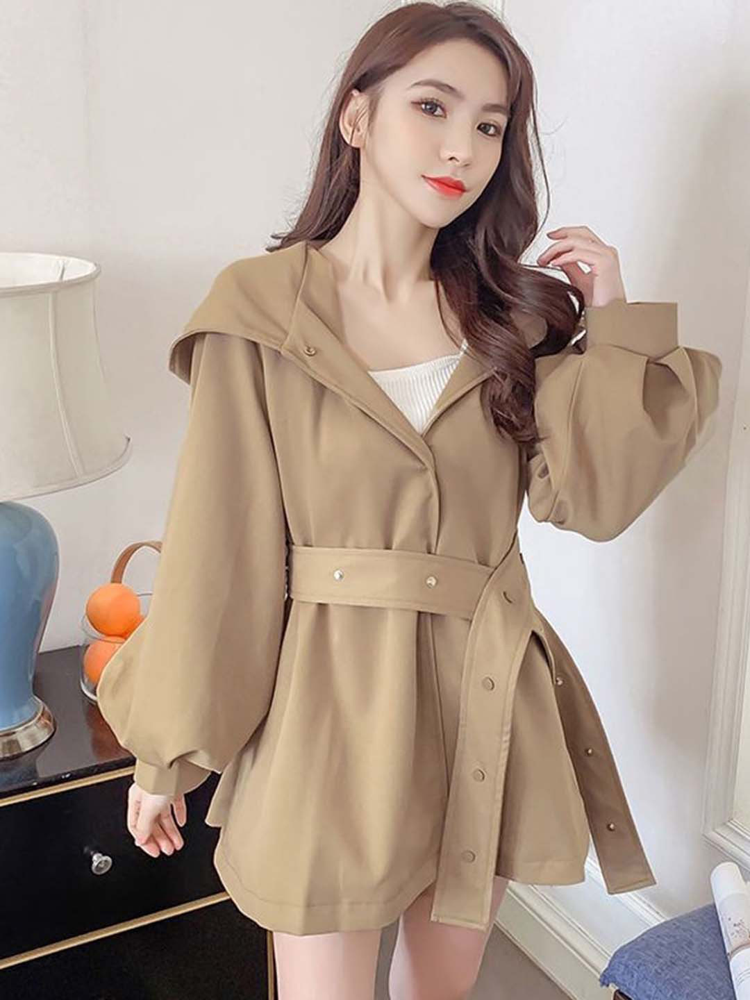 

BoStreet Women Khaki Longline Hooded Parka Jacket