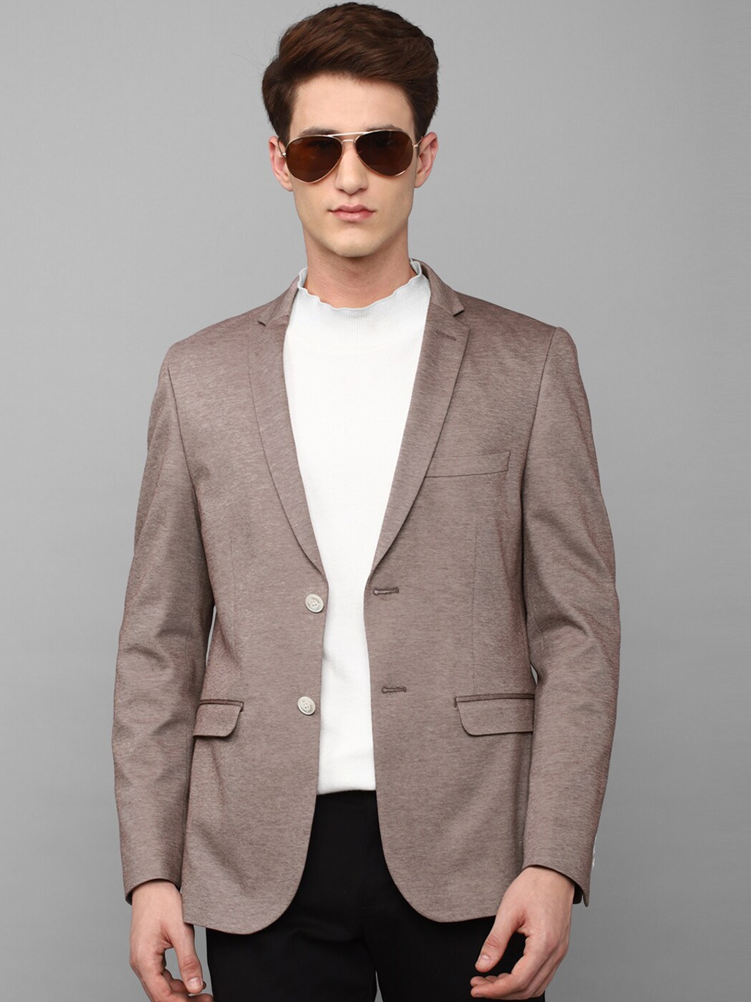 

Louis Philippe Sport Men Brown Super Slim Fit Single-Breasted Pure Cotton Blazer