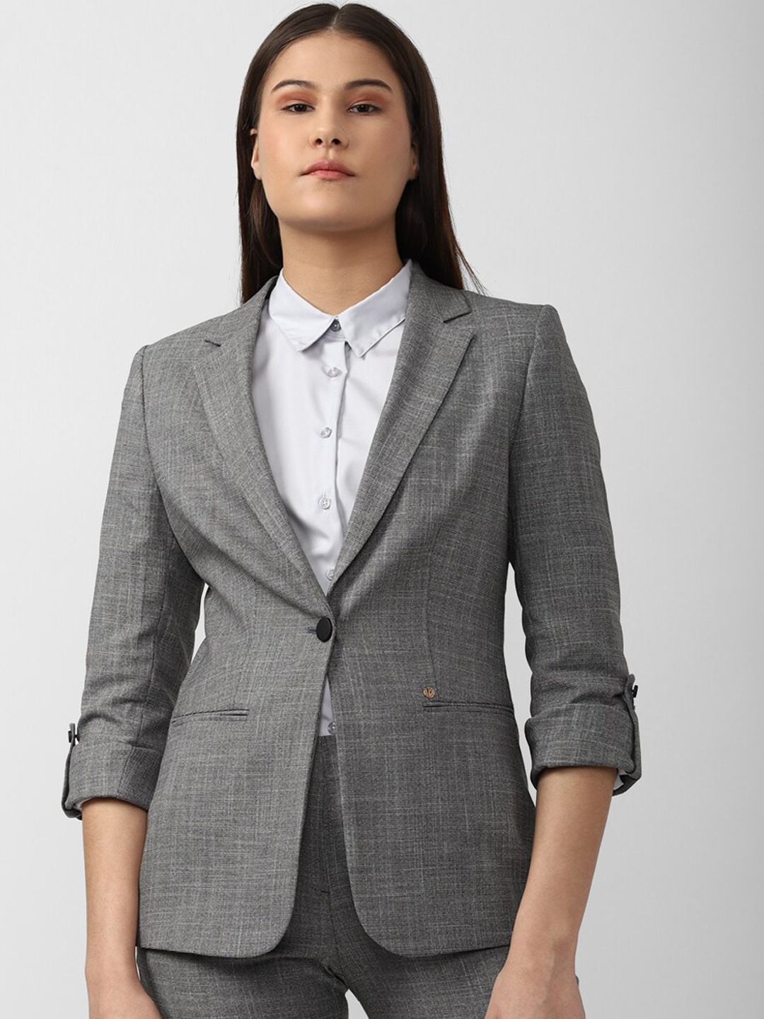 

Van Heusen Woman Women Grey Single-Breasted Blazer