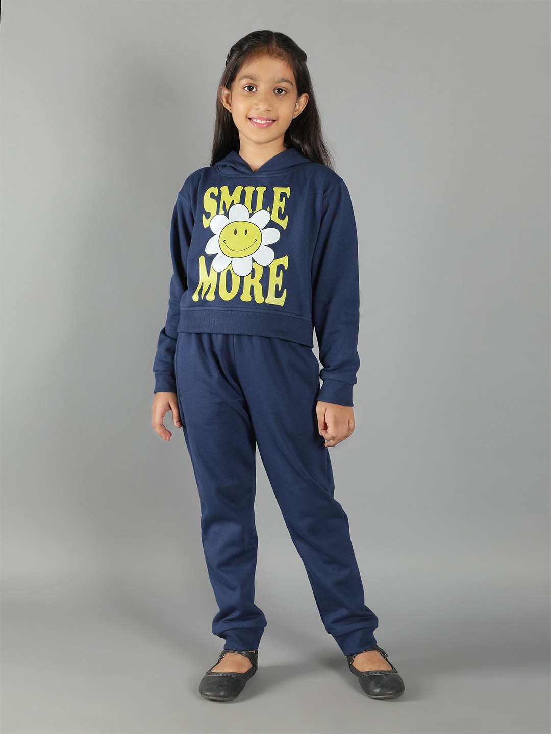 

Ninos Dreams Girls Blue & Yellow Printed Hooded Top with Trousers