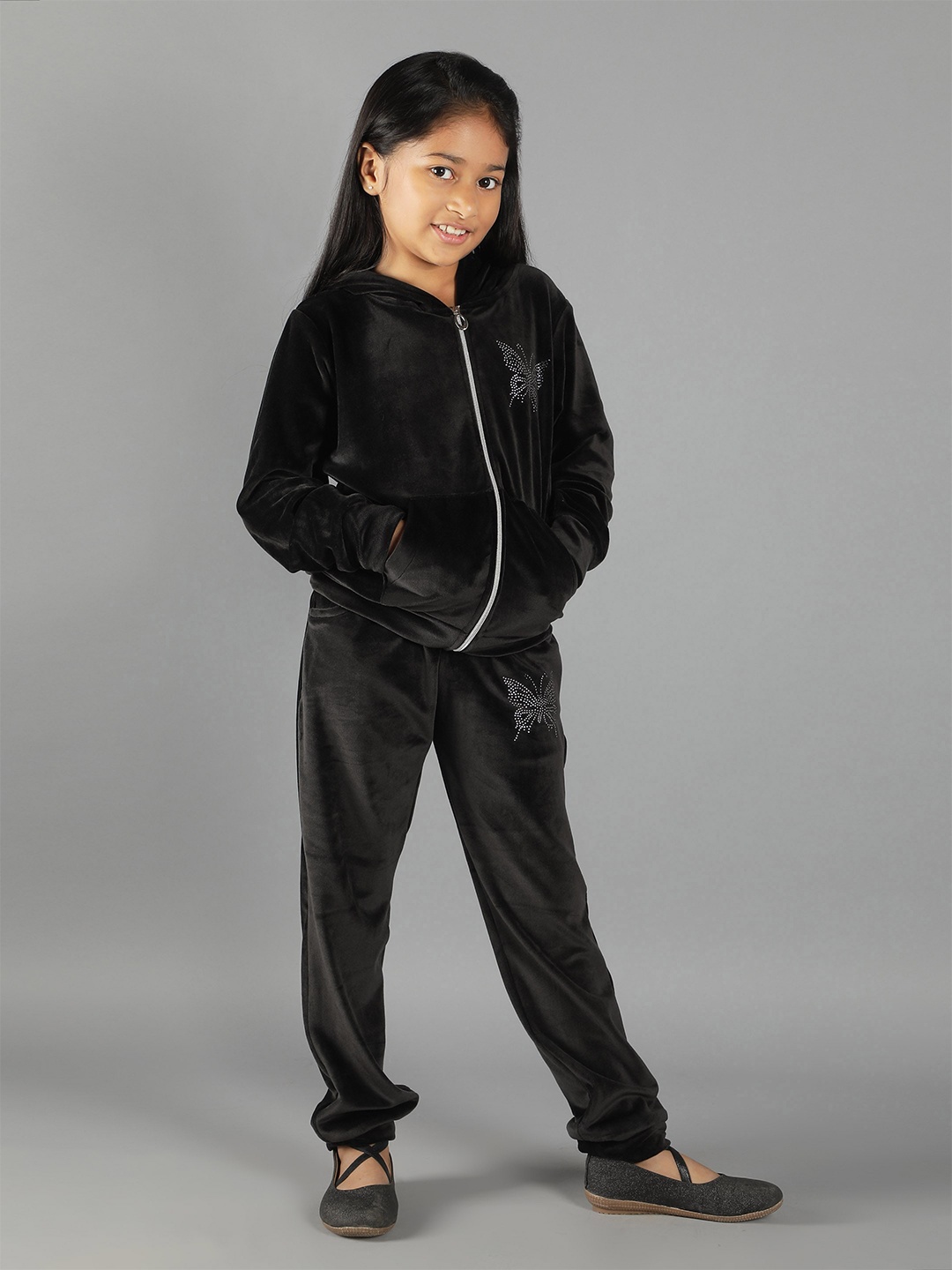 

Ninos Dreams Girls Black Jacket with Pyjamas
