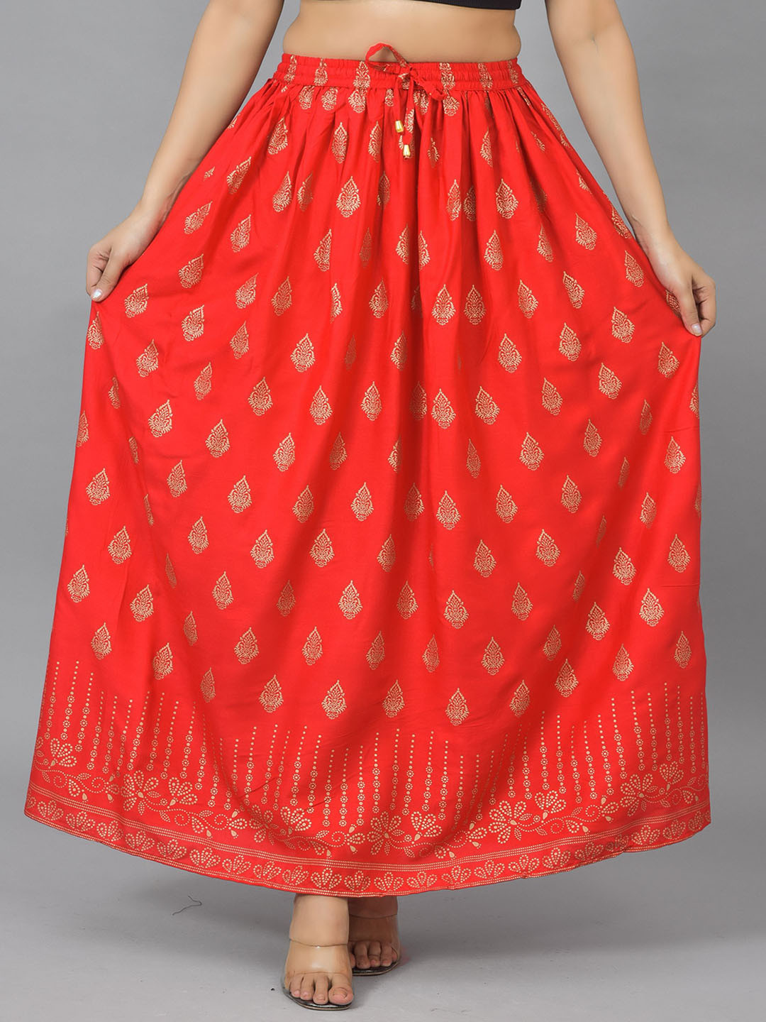 

KALINI Women Red Printed Maxi-Length Flared Skirt