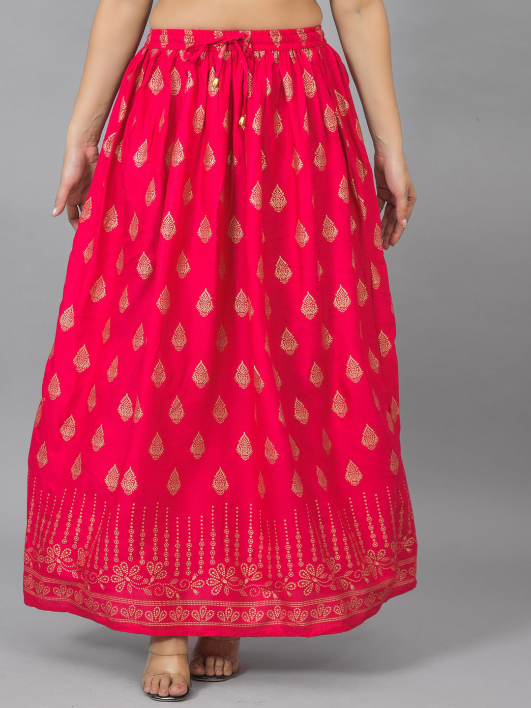 

KALINI Women Pink Printed Flared Maxi Skirts