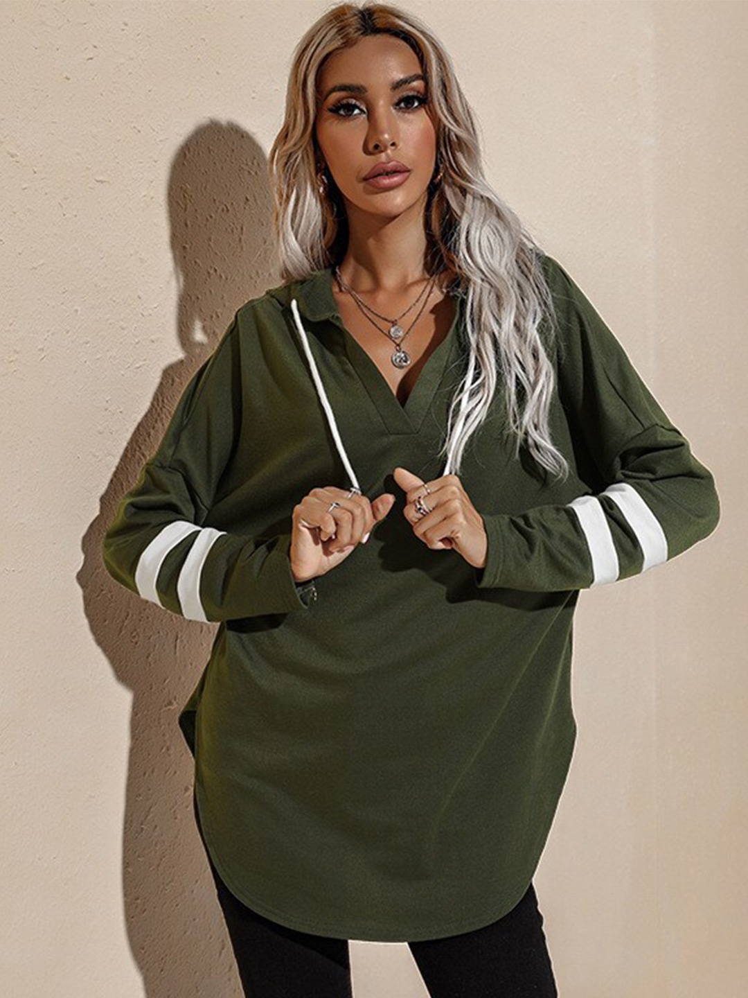 

StyleCast Women Green Solid Sweatshirt