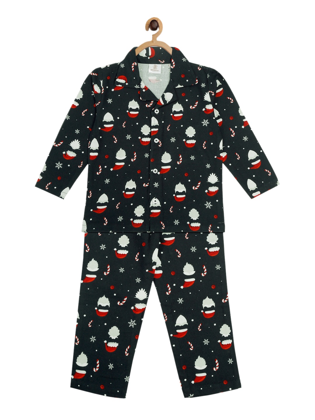 

Hippodrome Kids Navy Blue & White Christmas Santa Printed Night suit