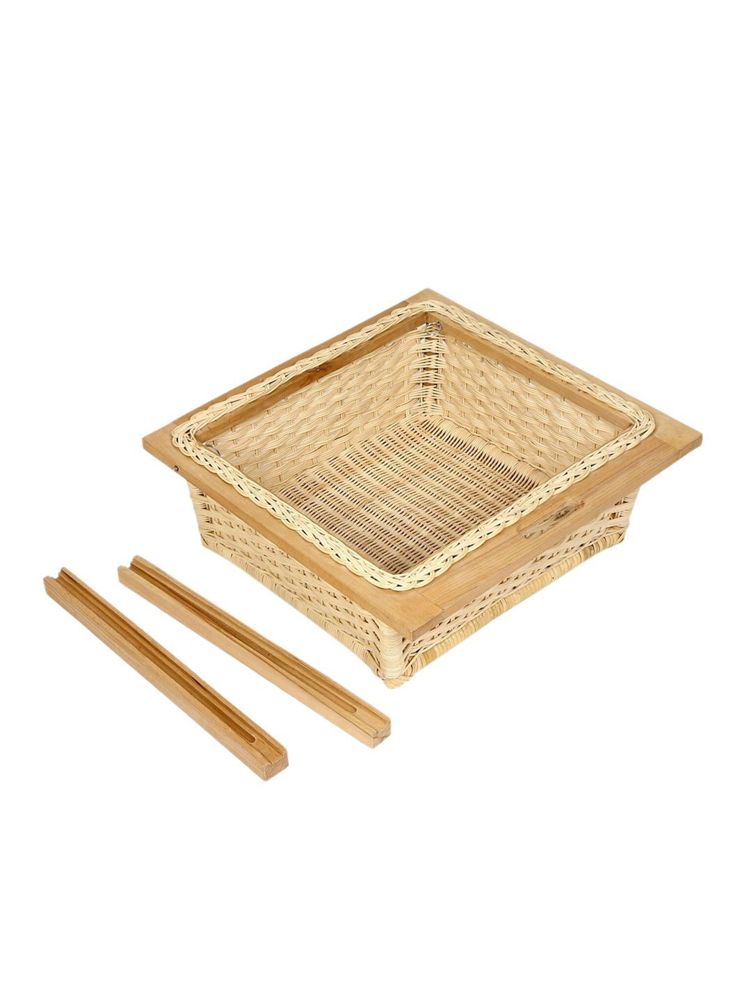 

HABERE INDIA Beige Textured Bamboo Wicker Basket