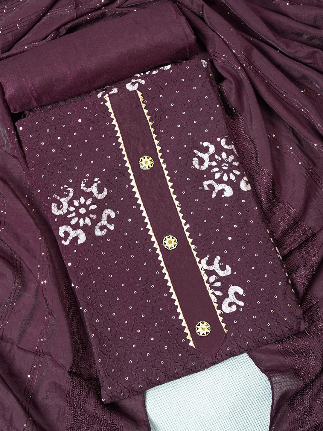 

Kalamandir Purple & White Printed Unstitched Dress Material