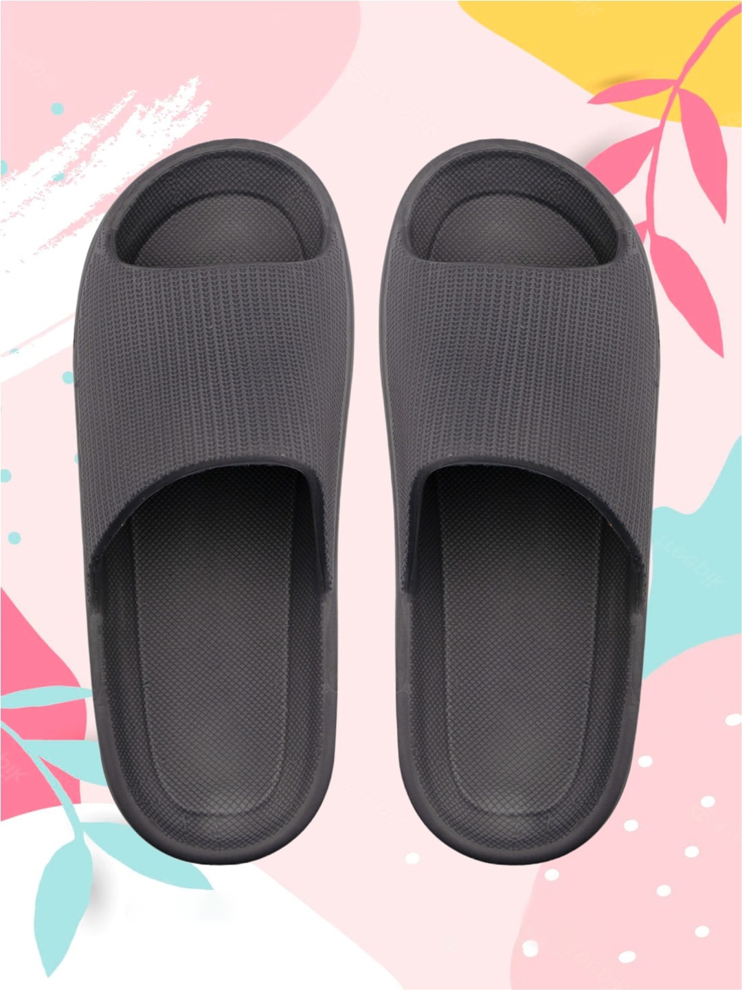 

ADIVER Women Grey Self Design Sliders
