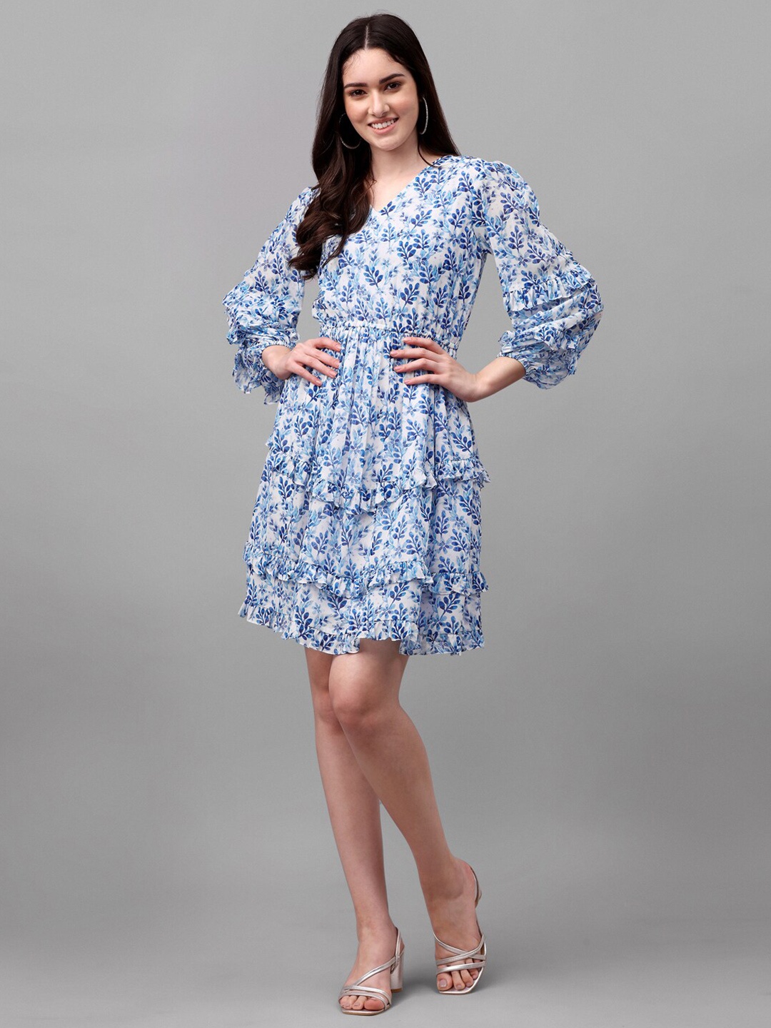 

Masakali.Co Blue Floral Georgette Dress