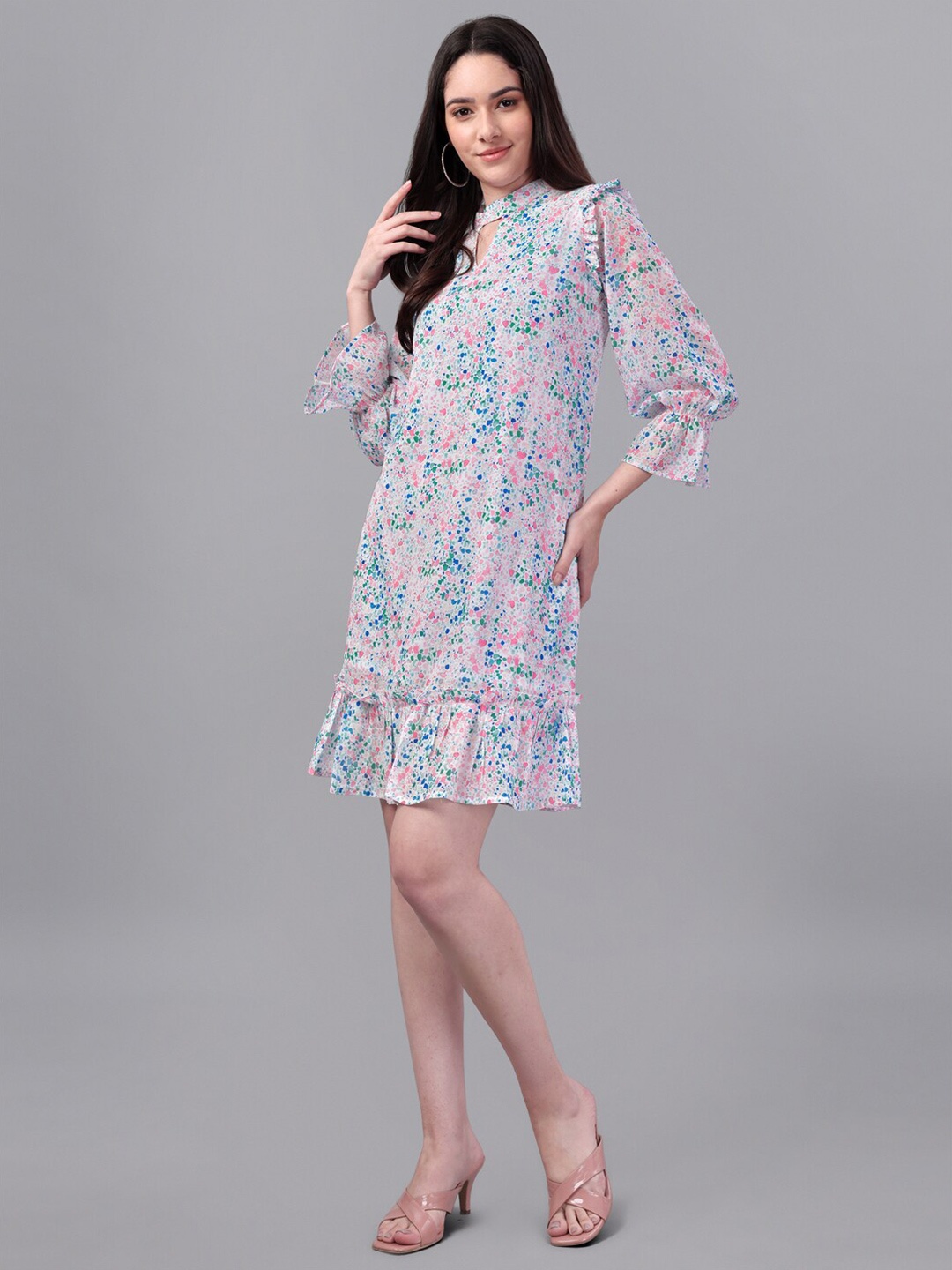 

Masakali Co Multicoloured Floral Georgette A-Line Dress, Multi