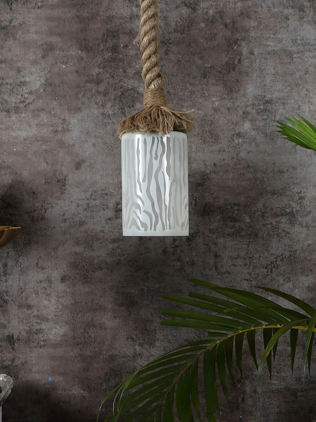 

MFD HOME FURNISHING Brown Printed Single Rope Ceiling Lamp