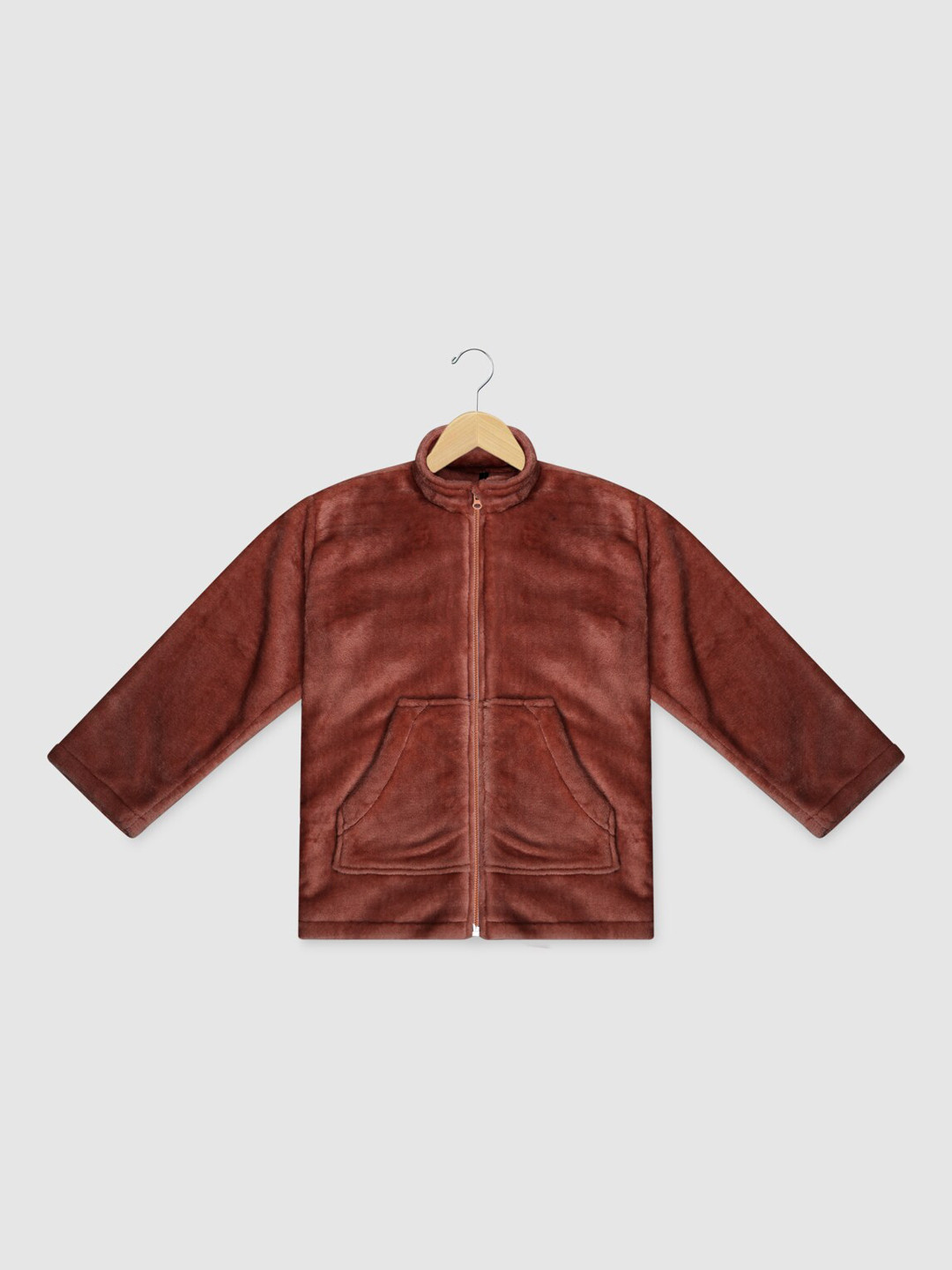 

YK Girls Rust Solid Faux Fur Long Sleeves Tailored Jacket