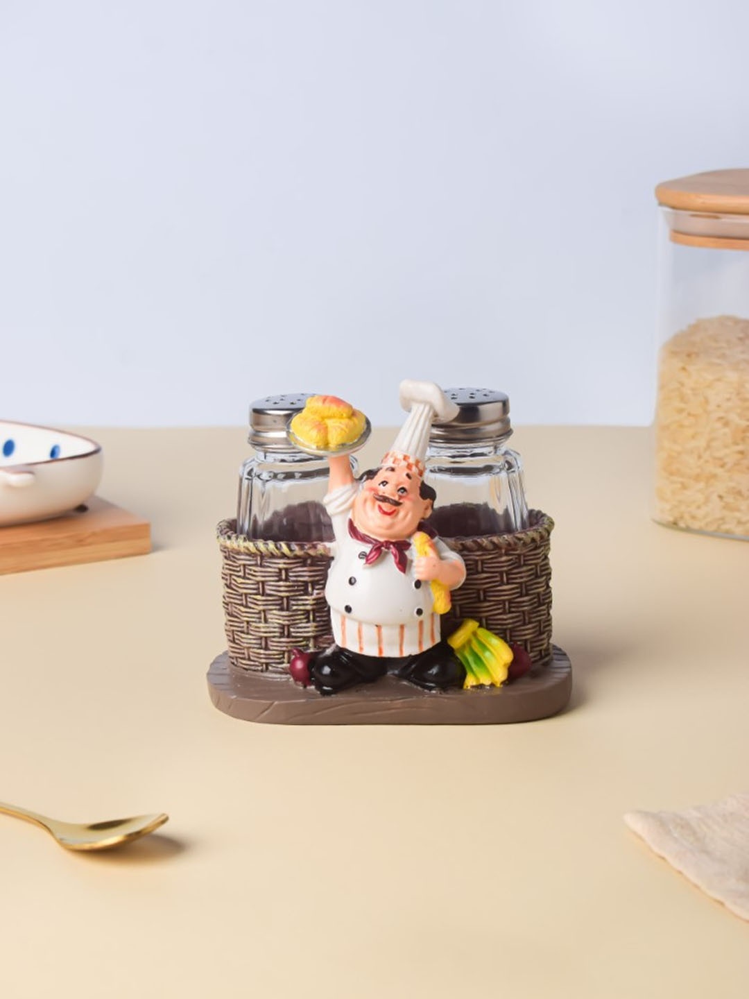 

Nestasia White & Black Table Chef Salt And Pepper Jars