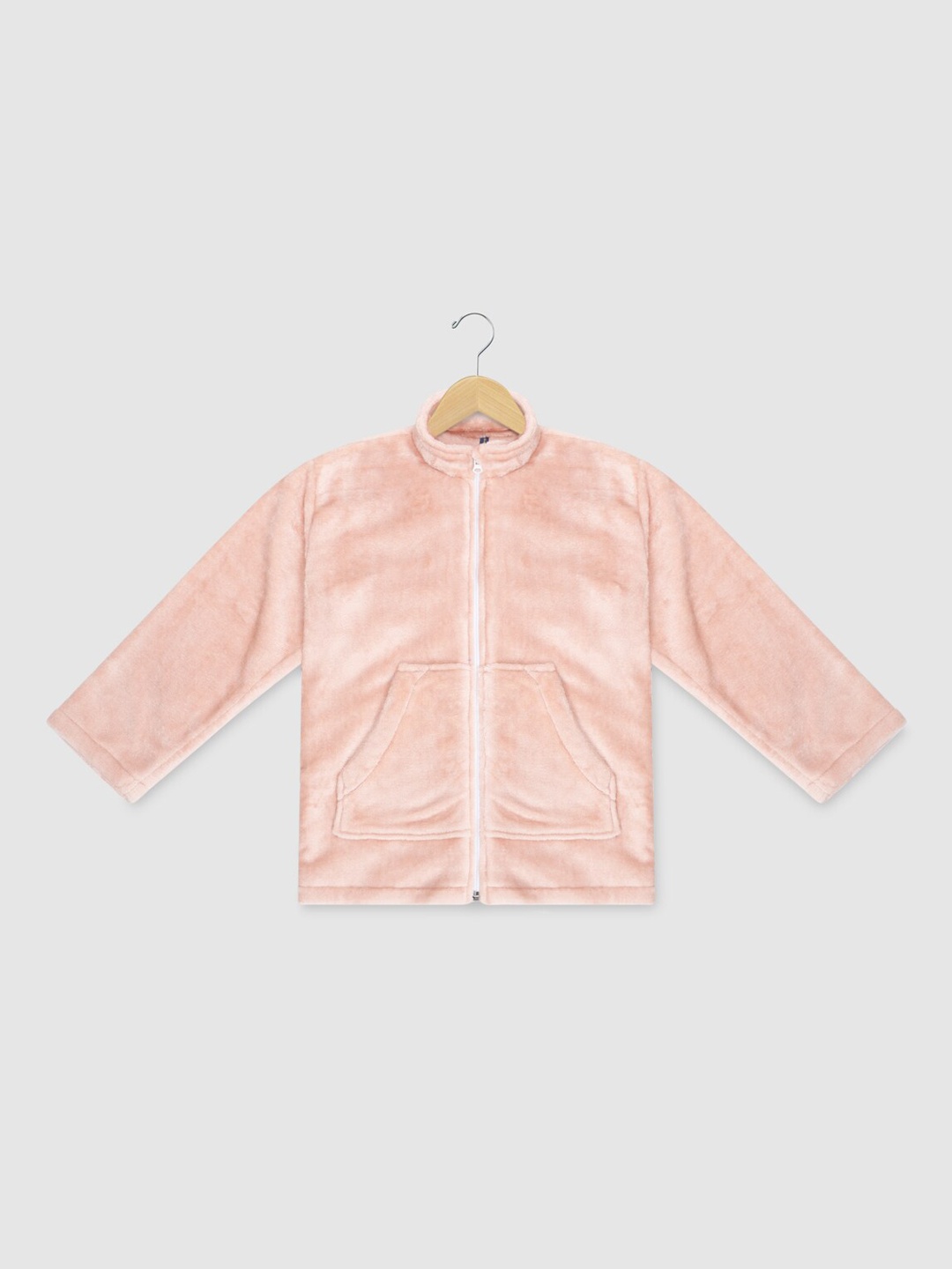 

YK Girls Peach Solid Faux Fur Tailored Jacket