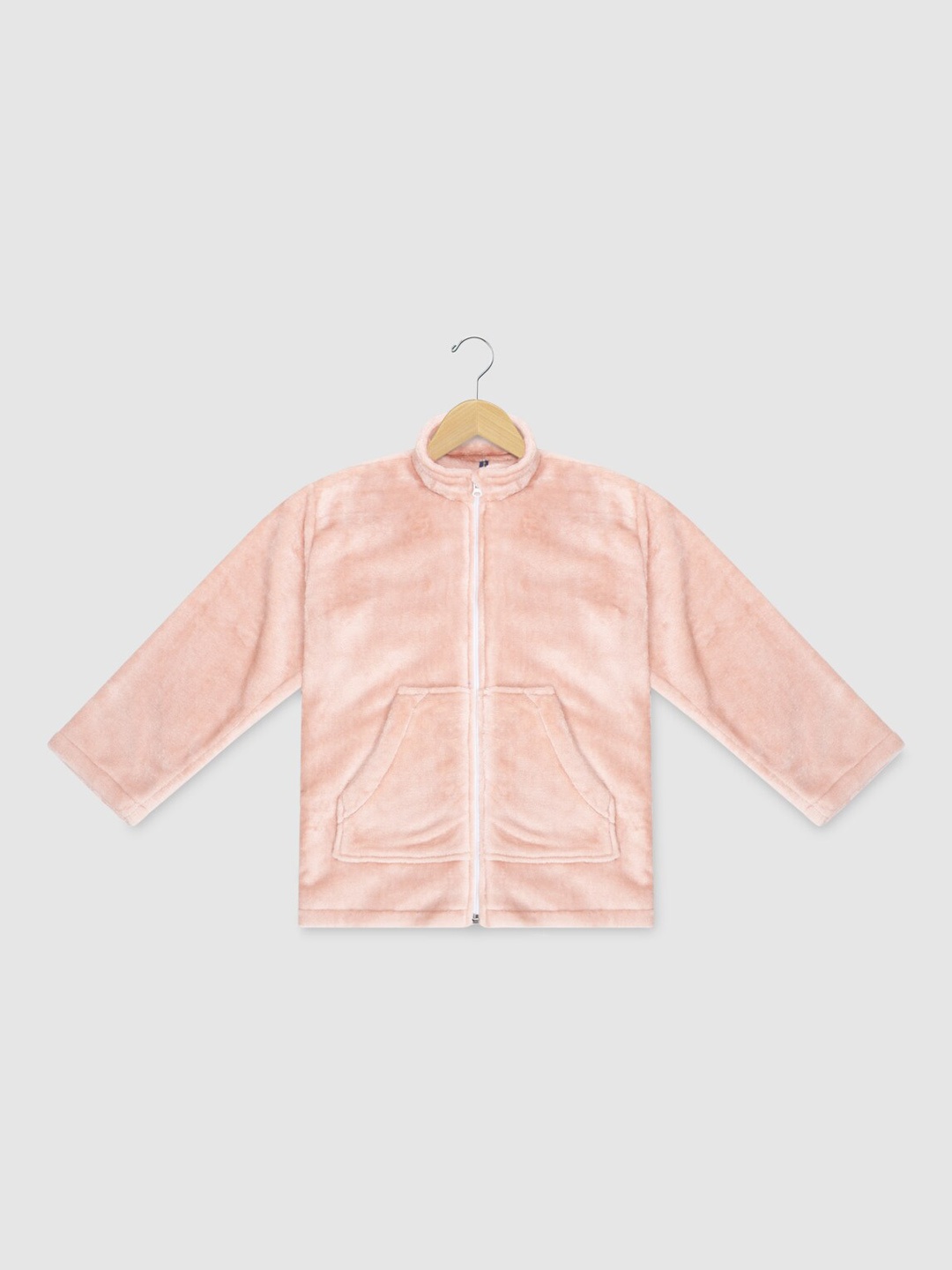 

YK Girls Peach Solid Faux Fur Tailored Jacket