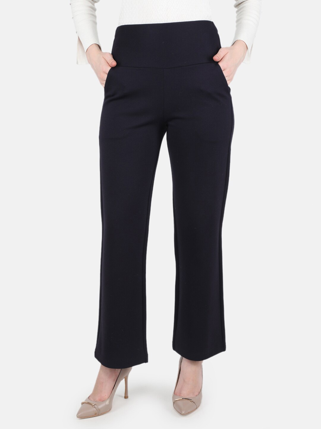 

Monte Carlo Women Navy Blue Straight Fit Trouser